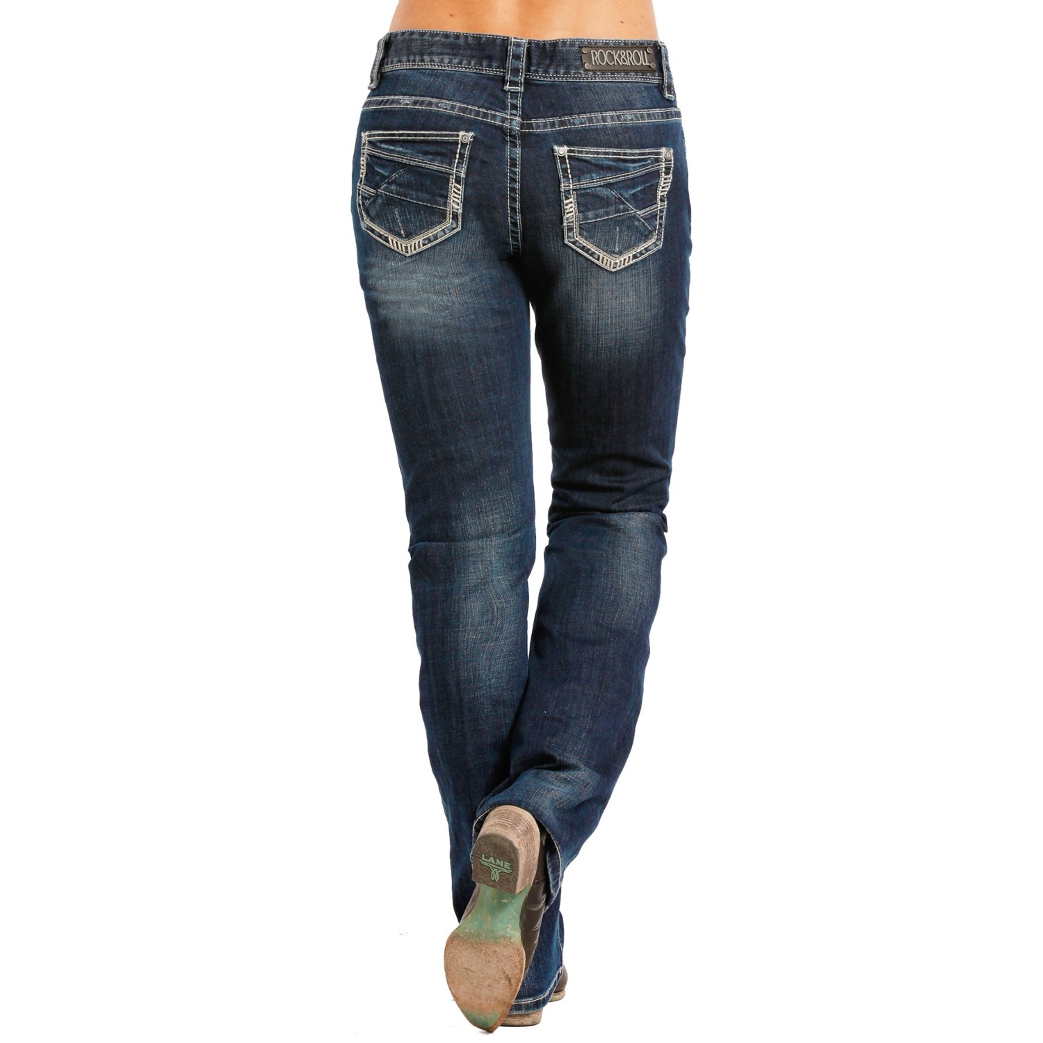 Rock & Roll Cowgirl Slanted Embroidery Jeans - Riding Fit, Mid Rise, Bootcut (For Women)