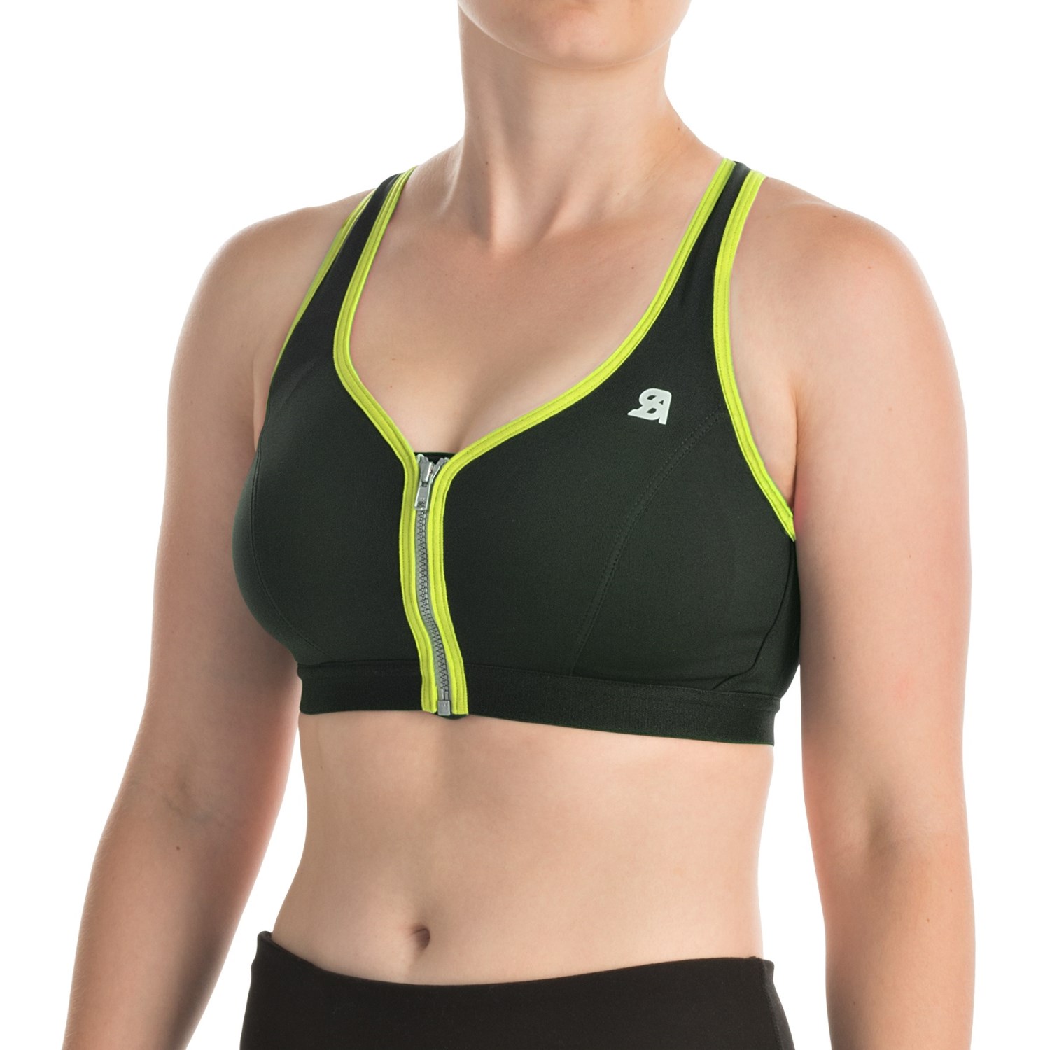 Shock Absorber Active Zipped Plunge Sports Bra - High Impact, Racerback (For Women)