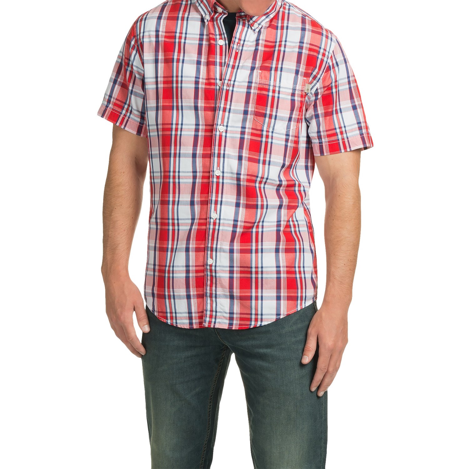 Timberland Large Check Shirt - Short Sleeve (For Men)