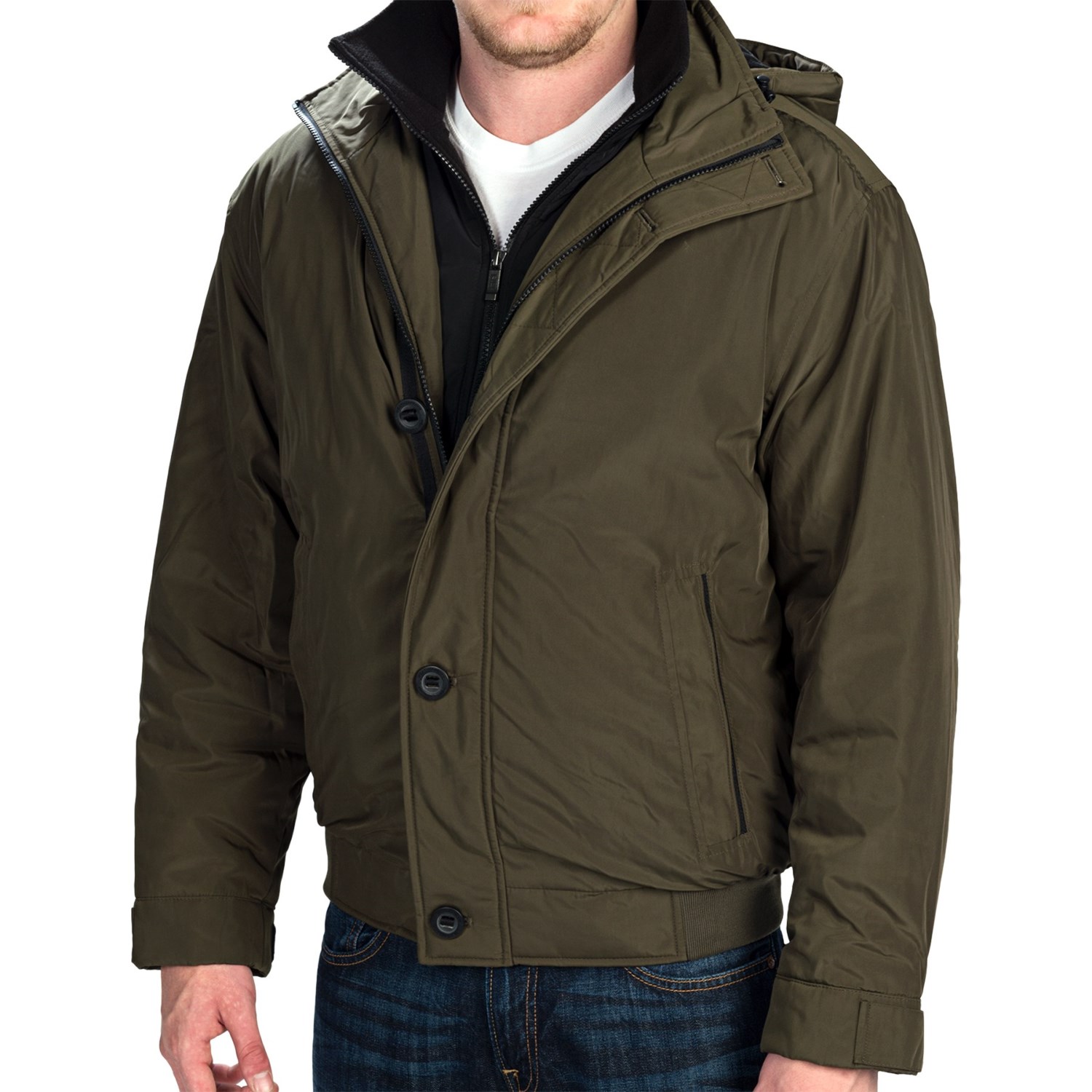 Weatherproof Hooded Bomber Jacket - Insulated (For Men)