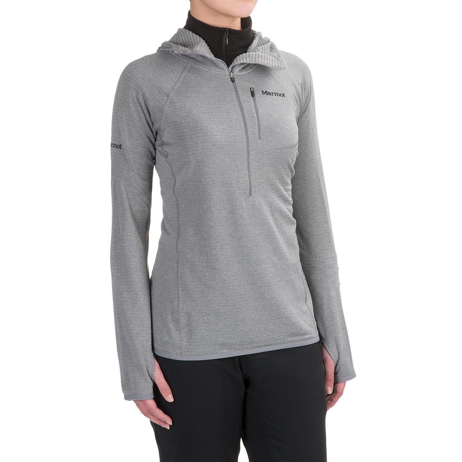 Marmot Powertherm Polartec® Power Wool® Hooded Shirt - Zip Neck, Long Sleeve (For Women)