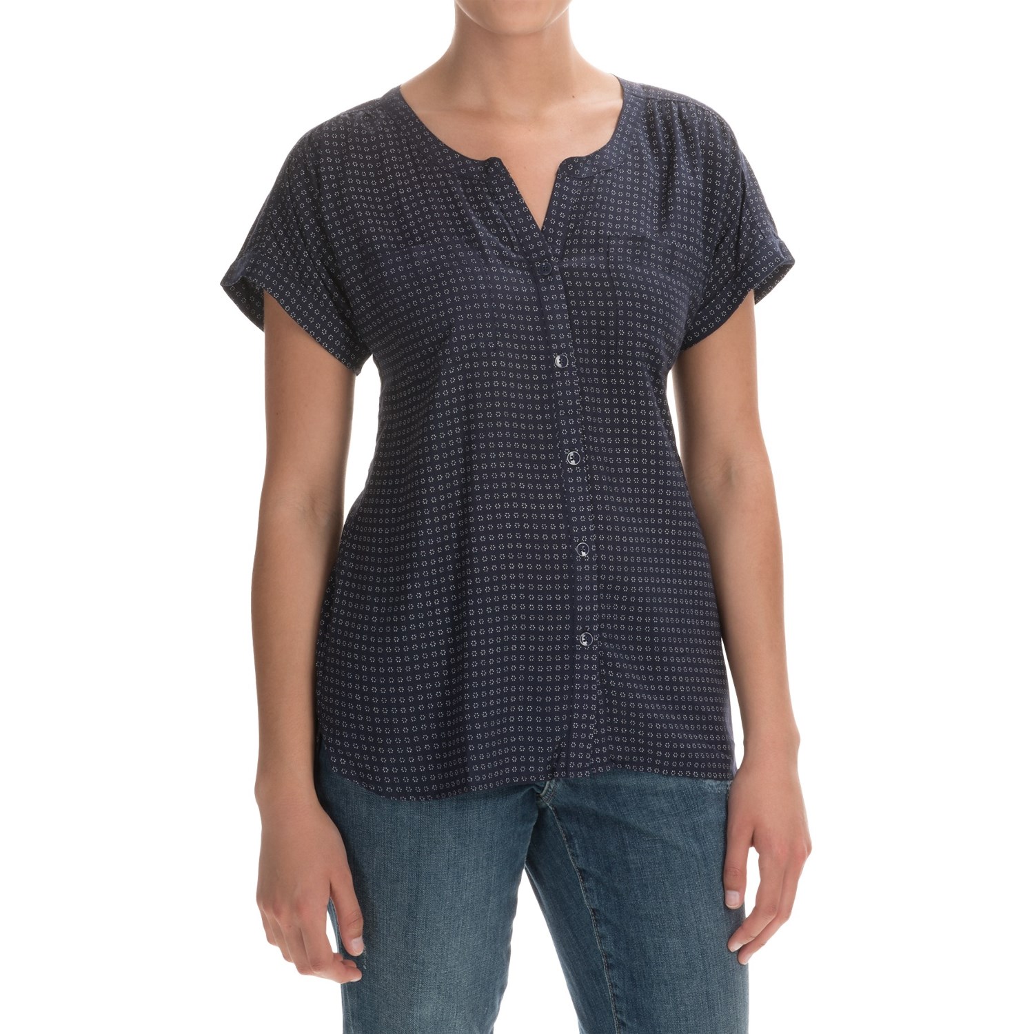 Printed Woven Shirt - Short Sleeve (For Women)