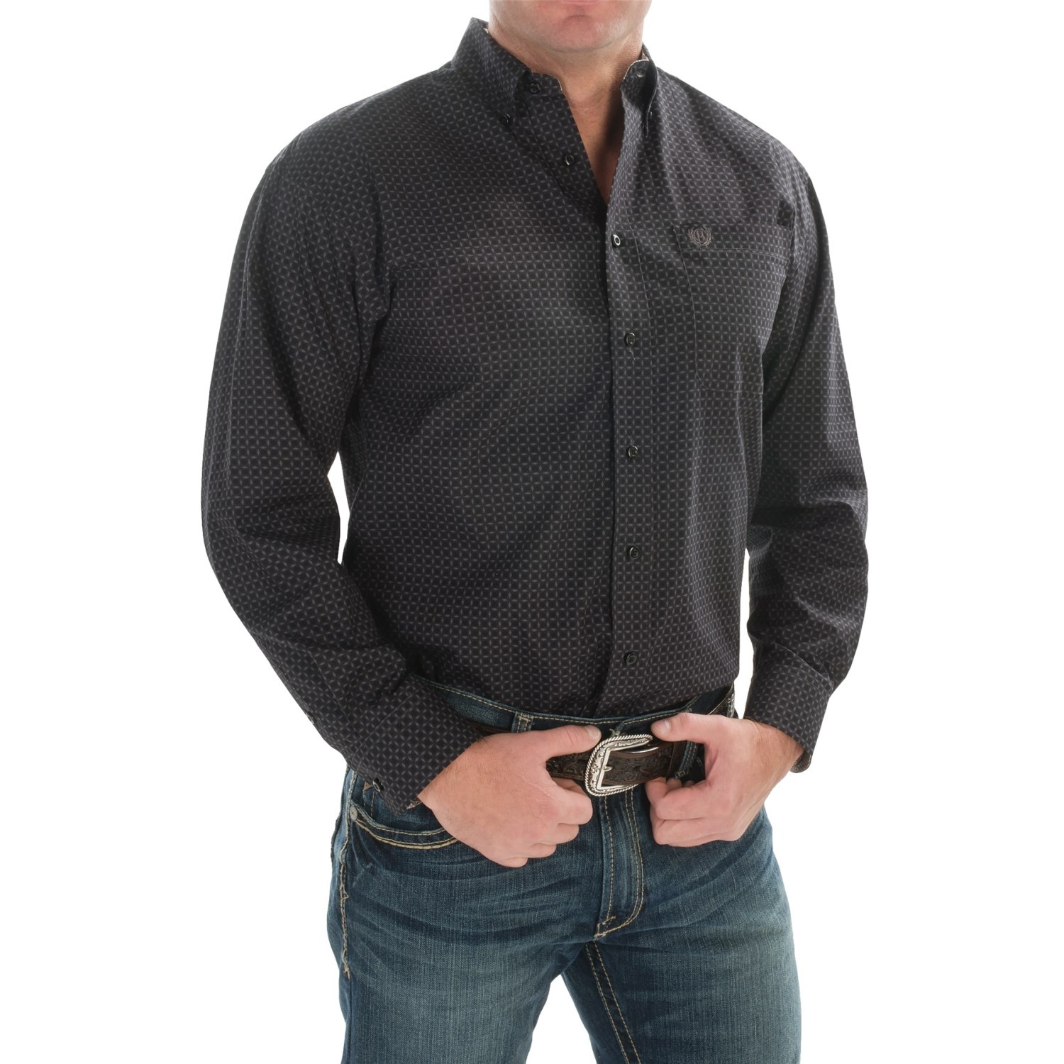 Panhandle Slim Select Dobby Check Shirt - Button Front, Long Sleeve (For Men and Tall Men)