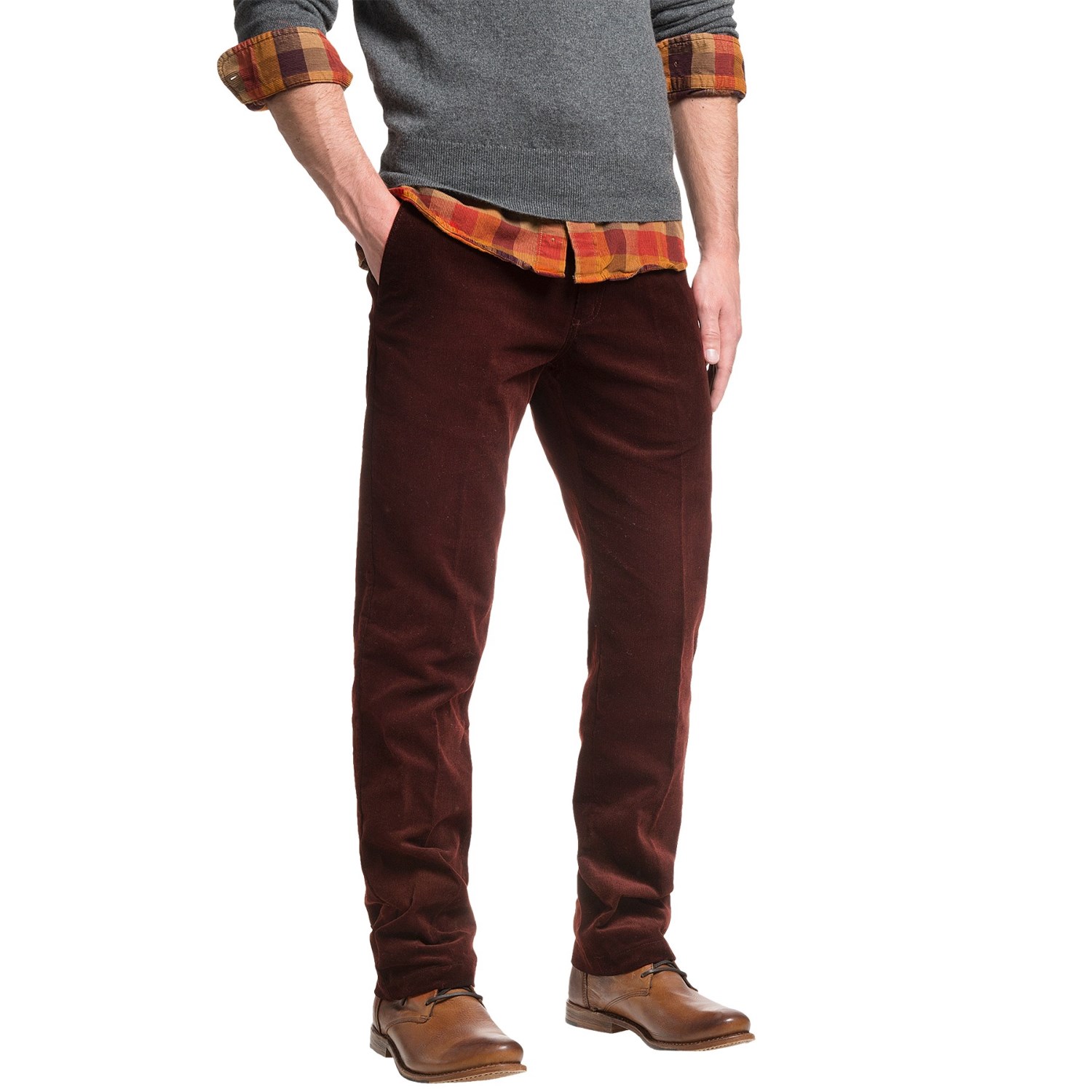 Slim Fit Corduroy Pants - Low Rise (For Men)