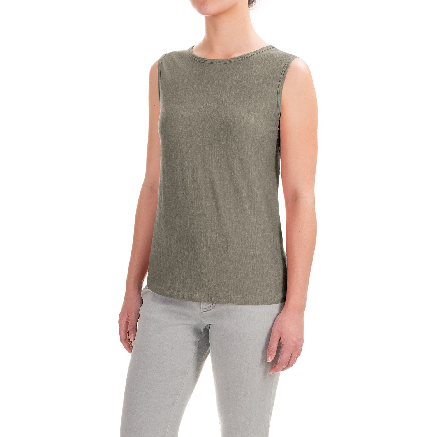 Kenar Linen Jersey Tank Top - Crew Neck (For Women)