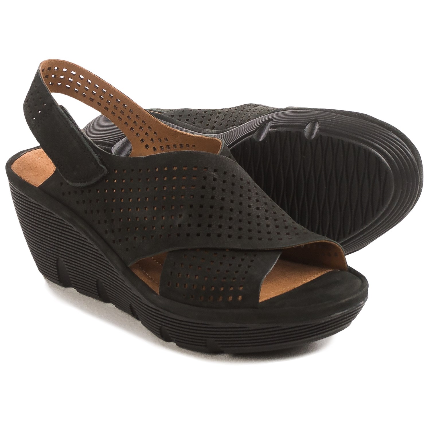 Clarks Clarene Award Wedge Sandals - Nubuck (For Women)