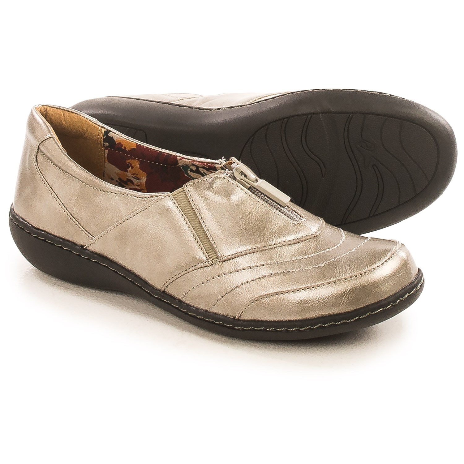 Hush Puppies Soft Style Jennica Flats - Leather, Zip Vamp (For Women)