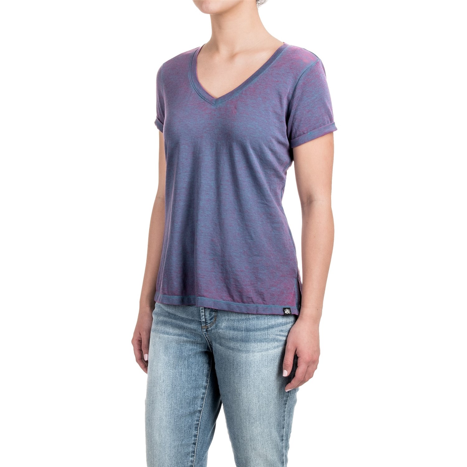 Heathered High-Low Knit Shirt - V-Neck, Short Sleeve (For Women)