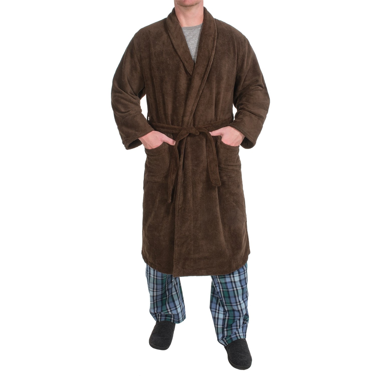 Plush Shawl Collar Robe - Long Sleeve (For Men)