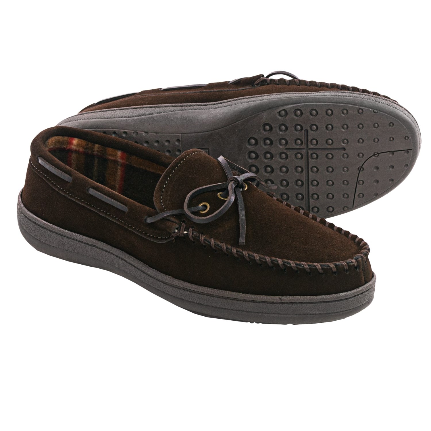 Clarks Plaid Suede Moccasins - Fleece Lined (For Men)