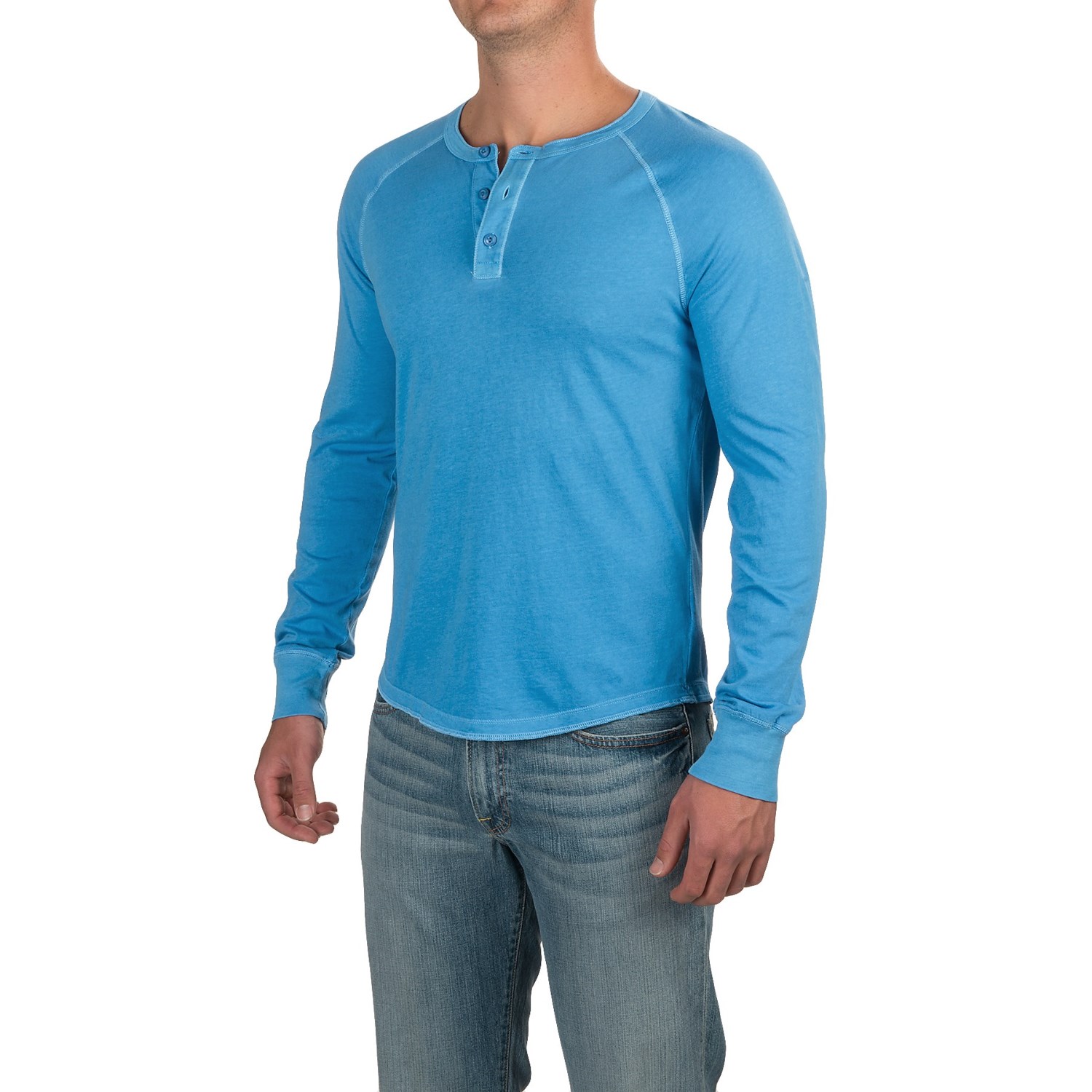 Three-Button Henley Shirt - Long Sleeve (For Men)