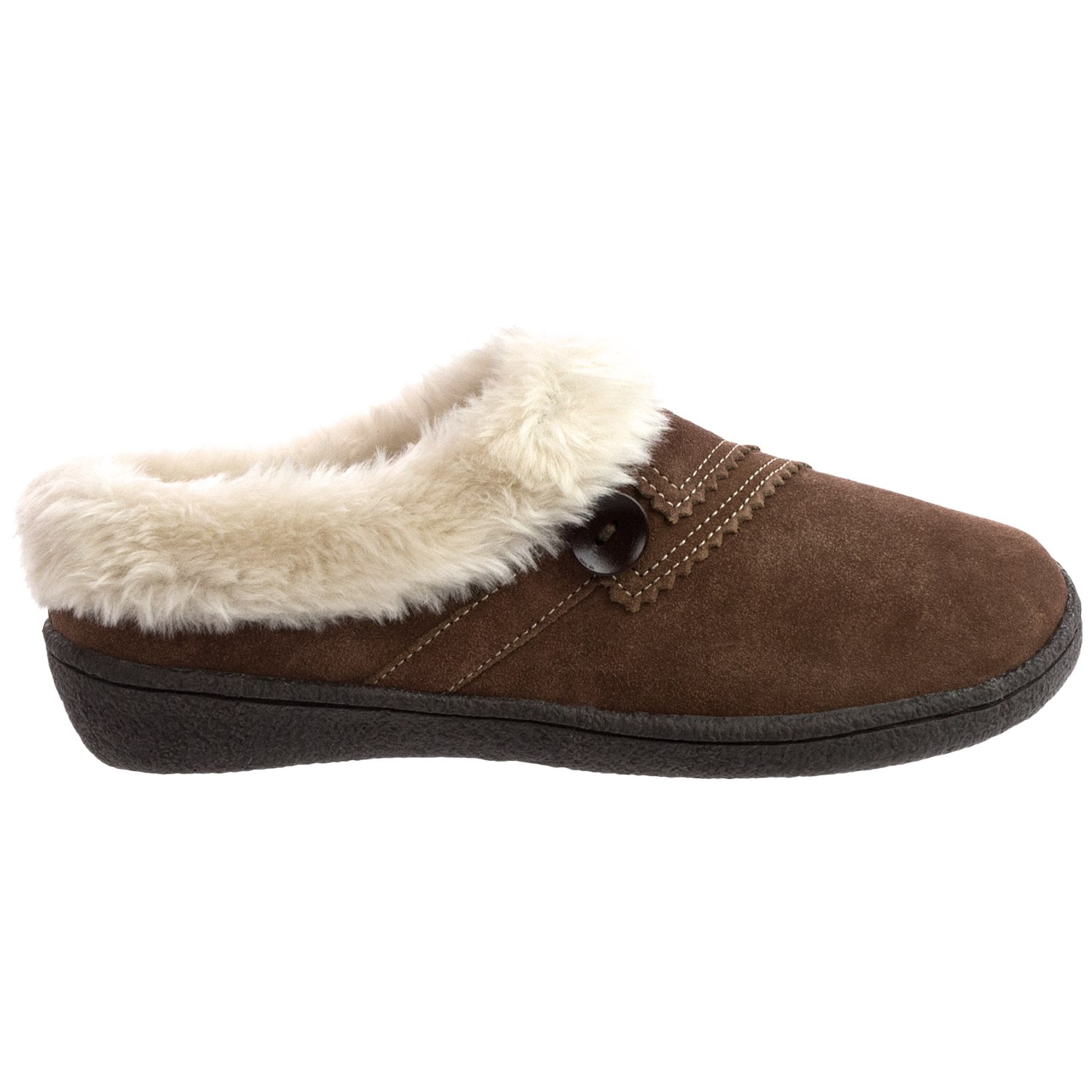 Clarks Button Clog Slippers - Suede, Faux-Fur Lined (For Women)