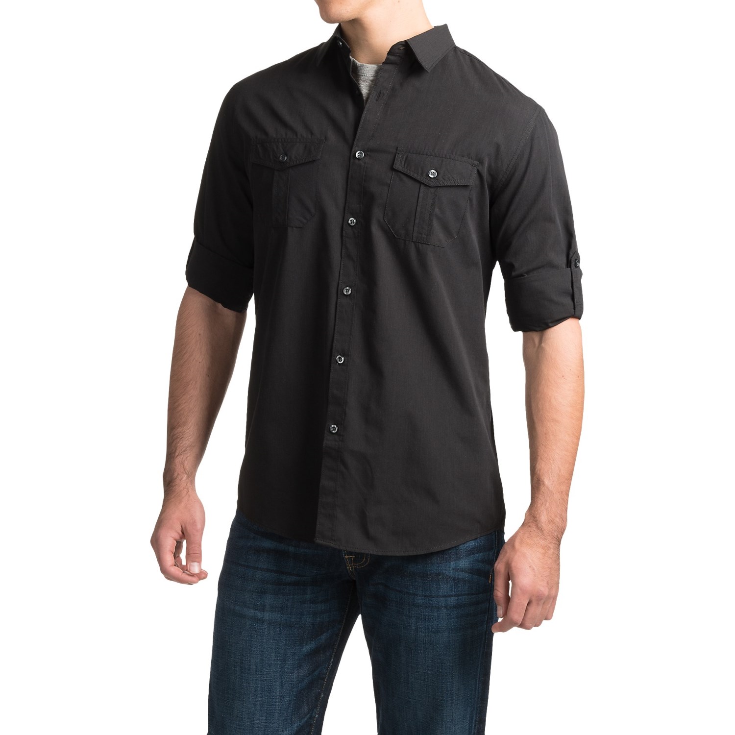 Roll-Up Sleeve Dress Shirt - Long Sleeve (For Men)