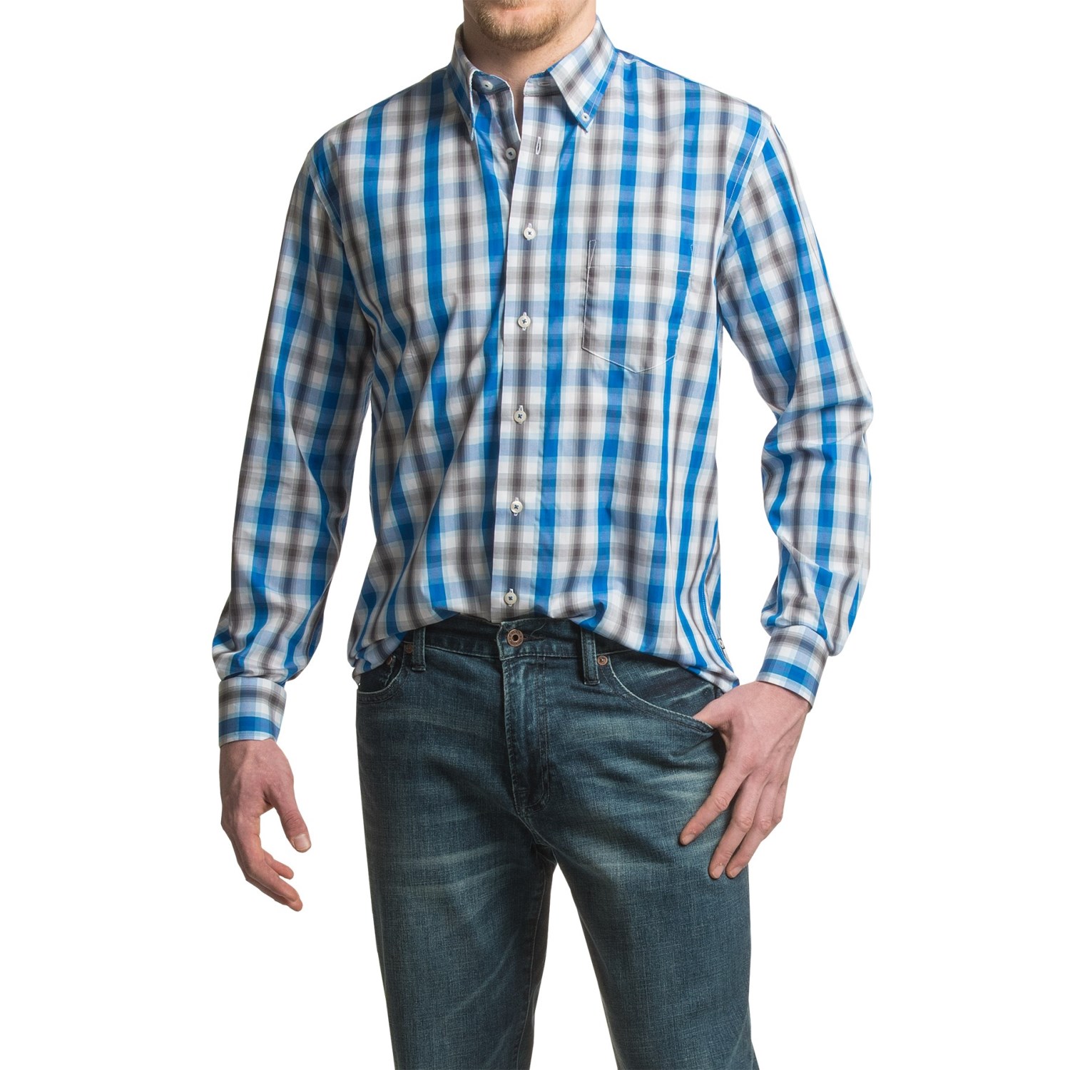 Viyella No-Iron Thick Plaid Sport Shirt - Cotton, Long Sleeve (For Men)