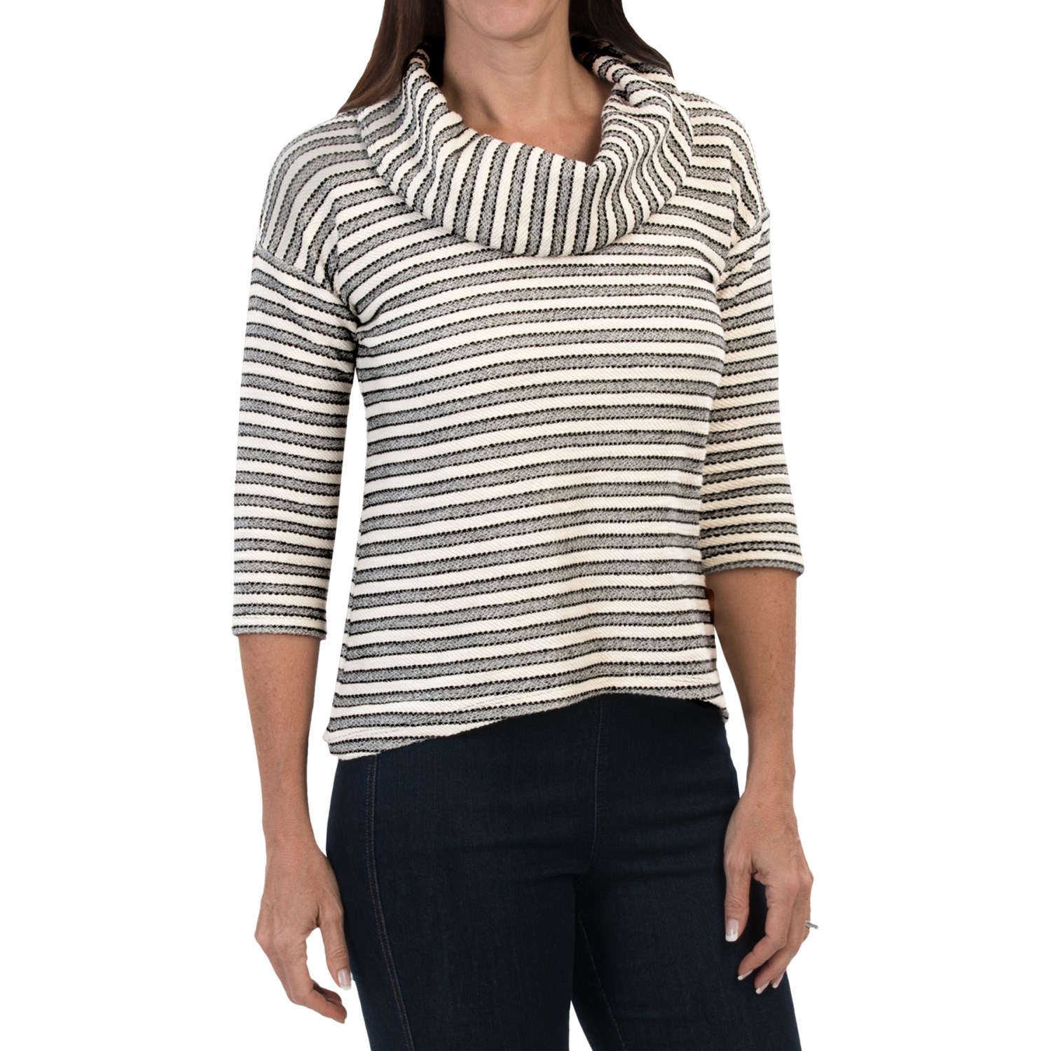 Textured Cowl Neck Knit Shirt - Long Sleeve (For Women)