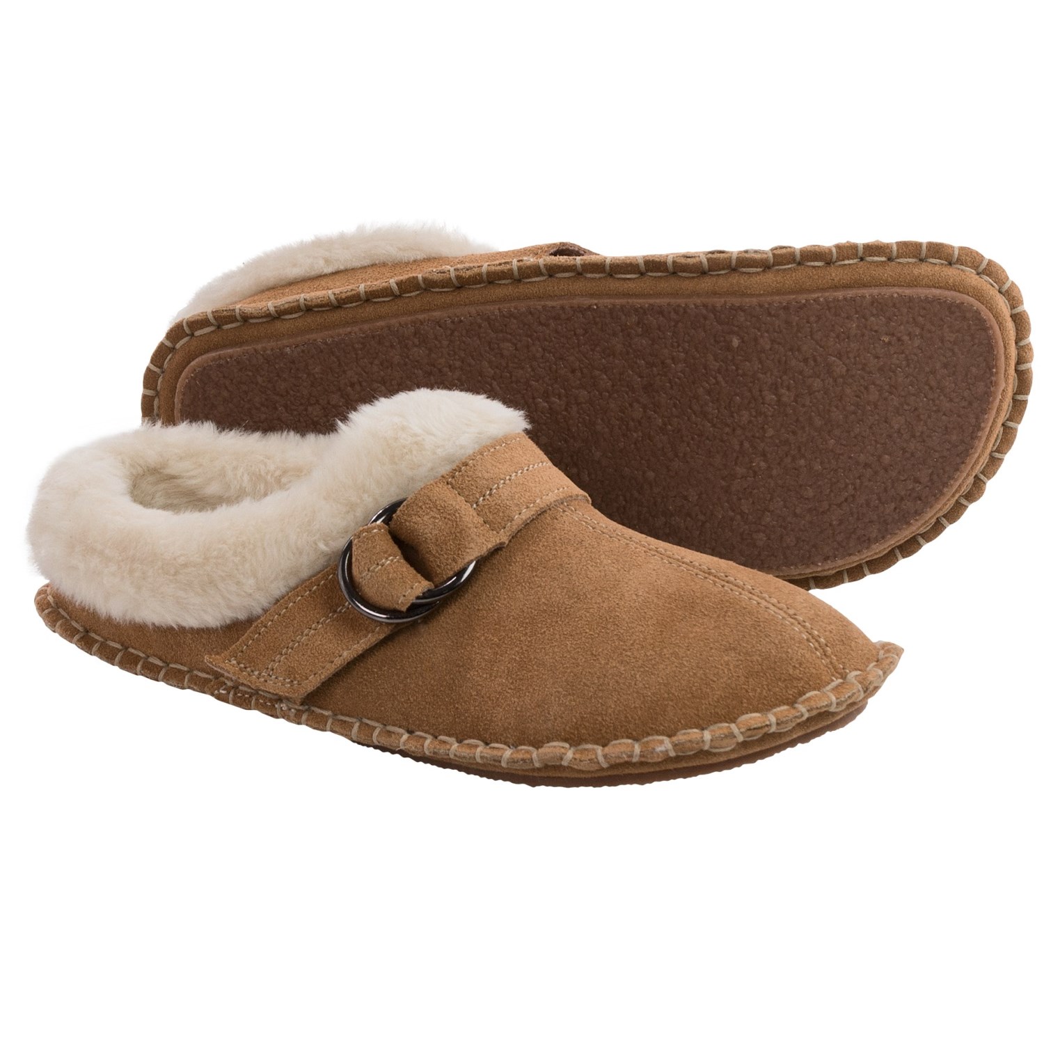 Clarks Double Ring Scuff Slippers - Suede (For Women)