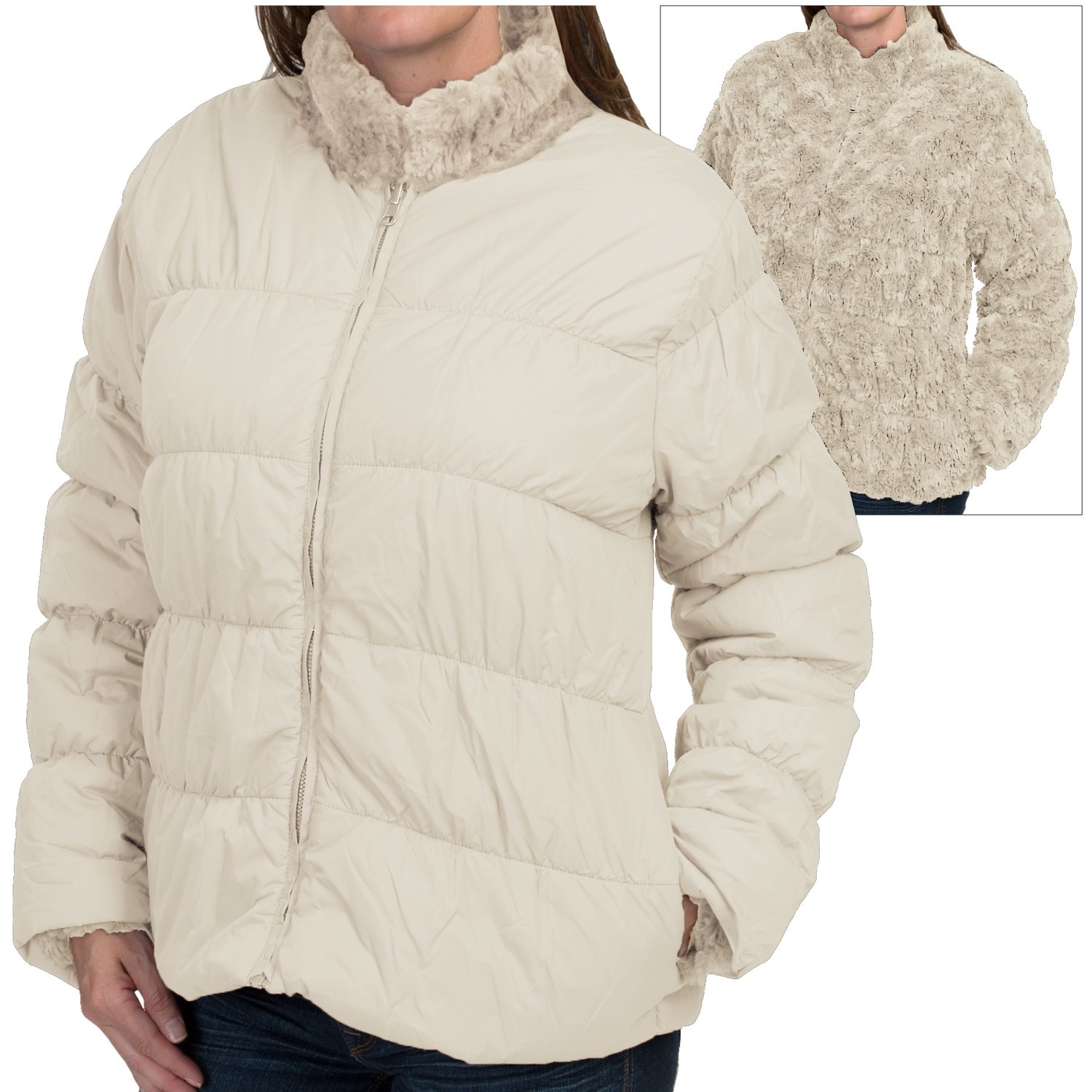 dylan Reversible Puffer Jacket - Faux Fur, Insulated (For Women)