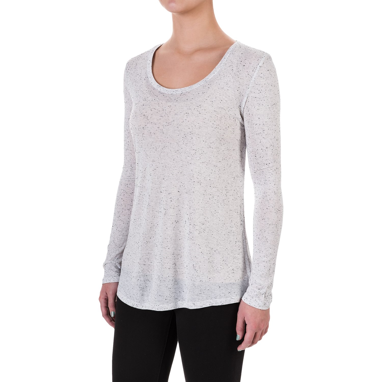 Flecked Round Neck Shirt - Long Sleeve (For Women)