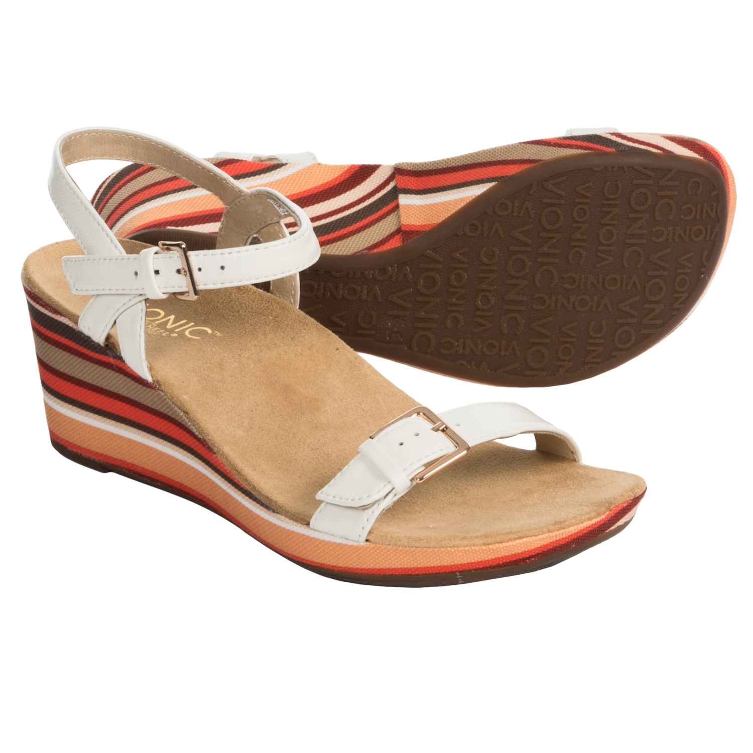 Vionic with Orthaheel Technology Enisa Wedge Sandals - Leather (For Women)