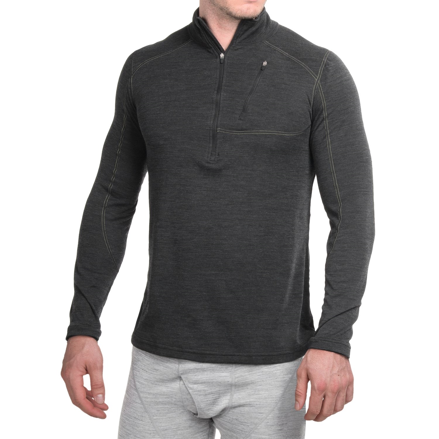 Terramar Woolskins Zip Neck Base Layer Top - UPF 50+, Long Sleeve (For Men)