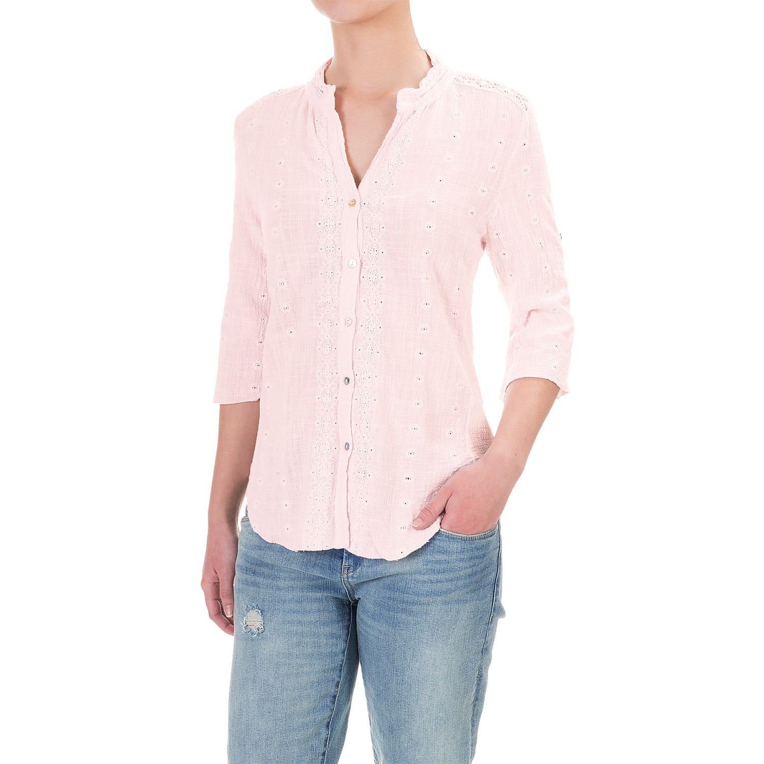 dylan Hatch Embroidered Shirt - 3/4 Sleeve (For Women)