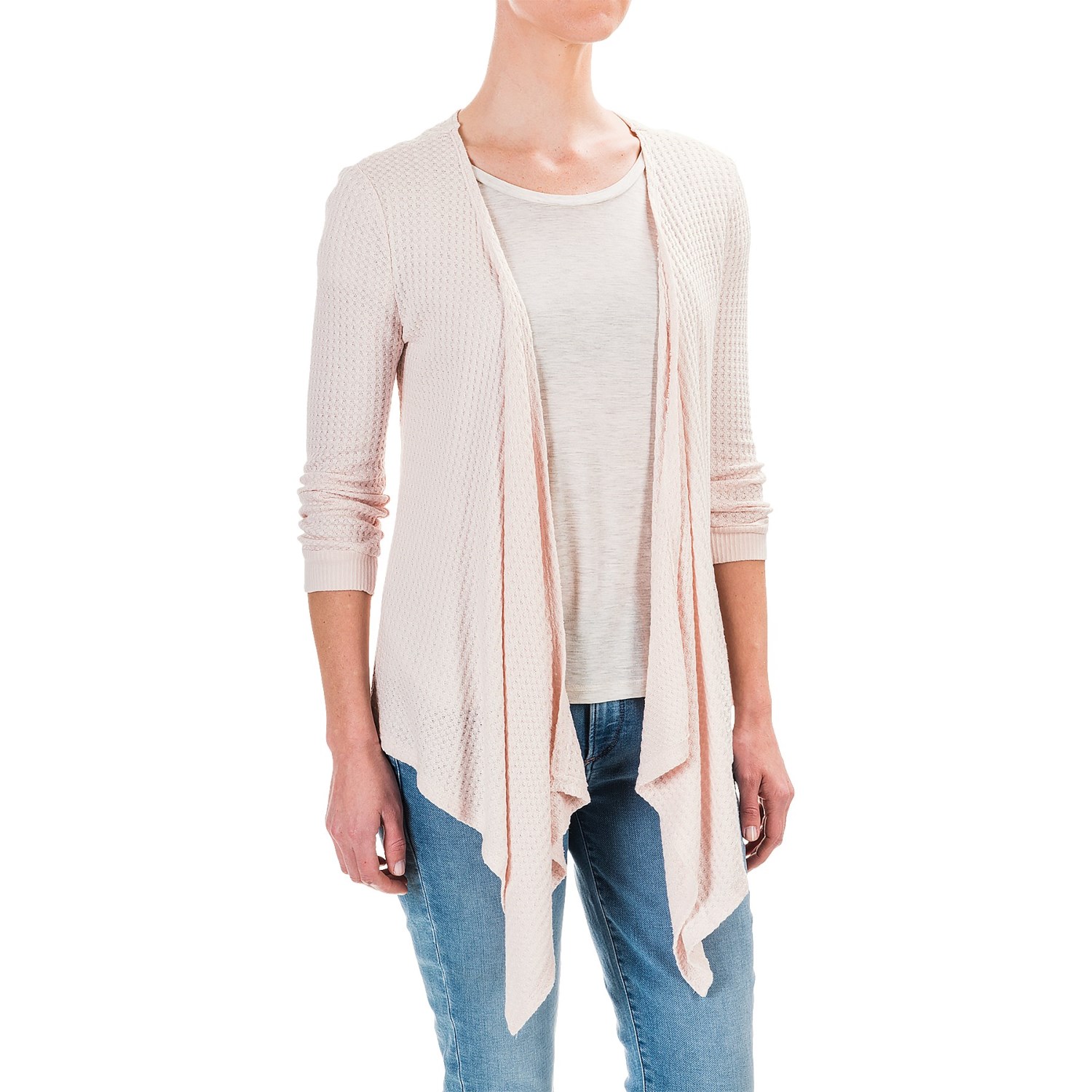 Workshop Republic Clothing Textured Cardigan Sweater - Open Front, 3/4 Sleeve (For Women)