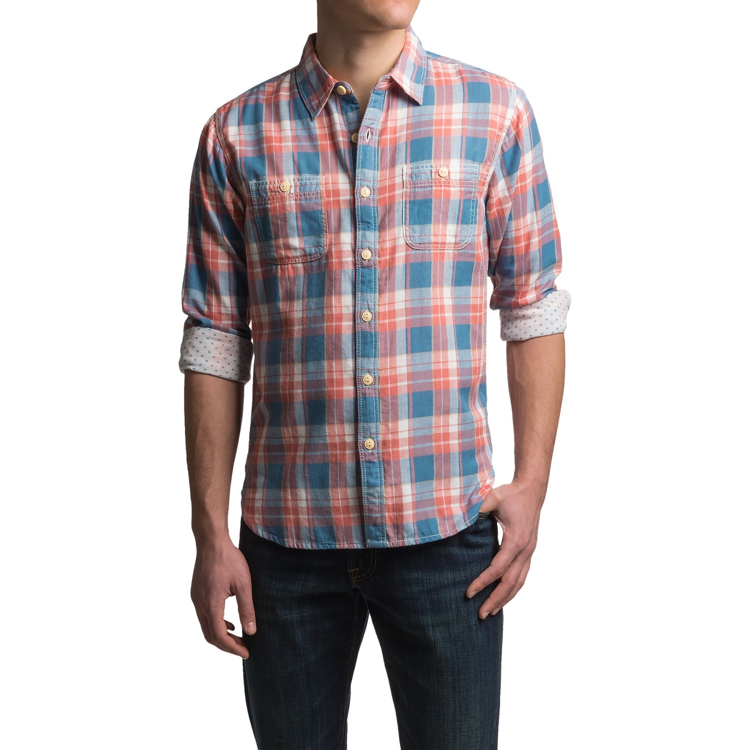 True Grit Santa Barbara Double Light Indigo Shirt- Long Sleeve (For Men)