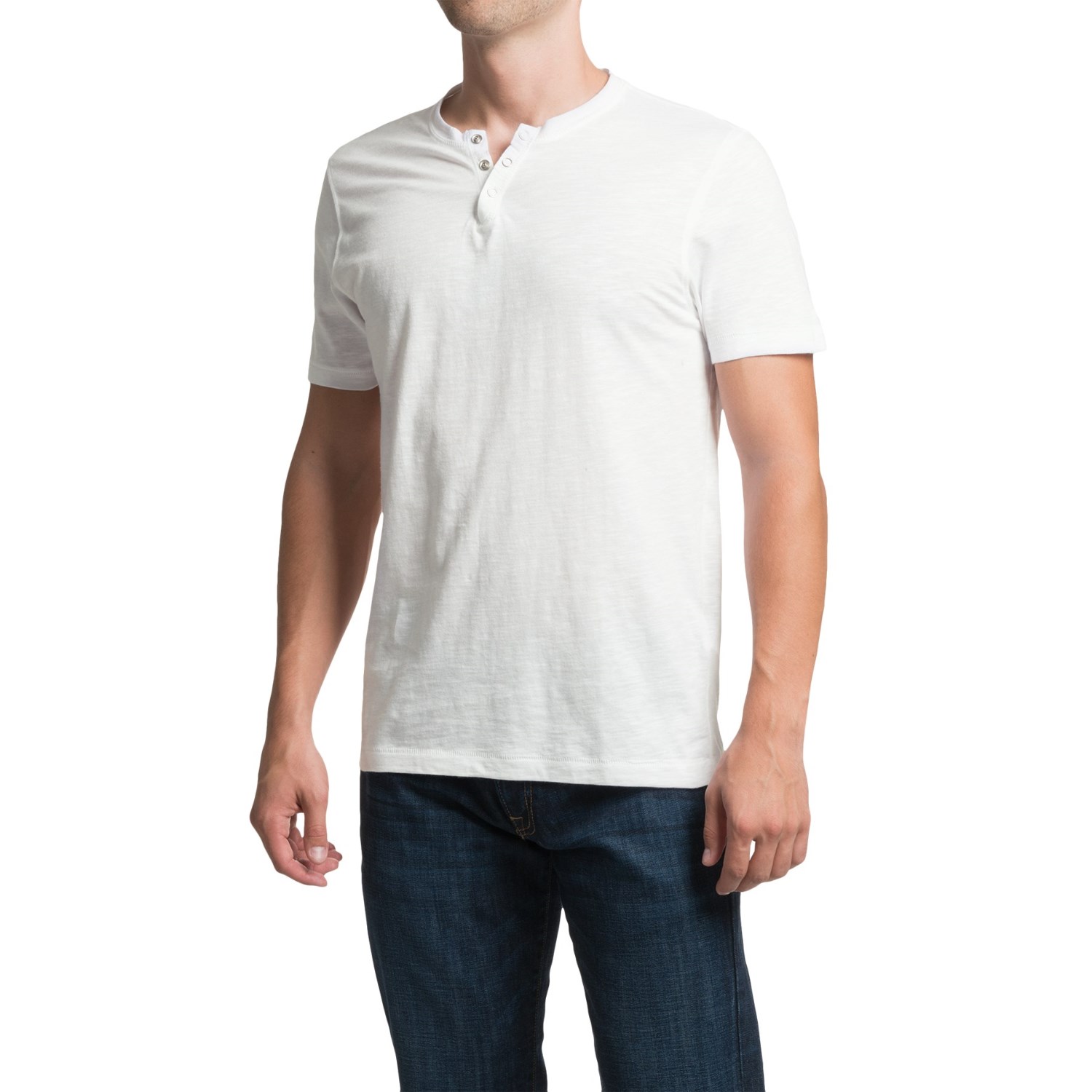 Cotton Snap V-Neck Henley Shirt - Short Sleeve (For Men)