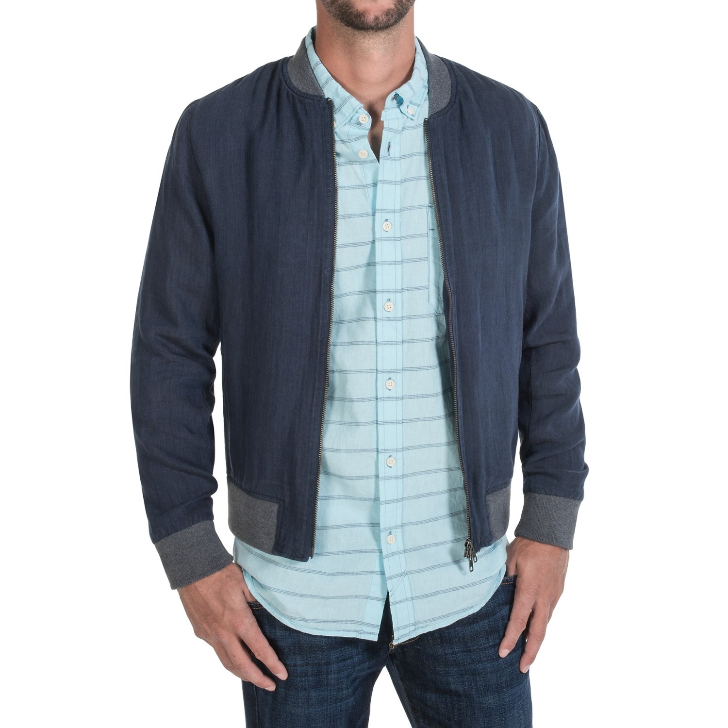 Slate & Stone Derek Linen Bomber Jacket (For Men)