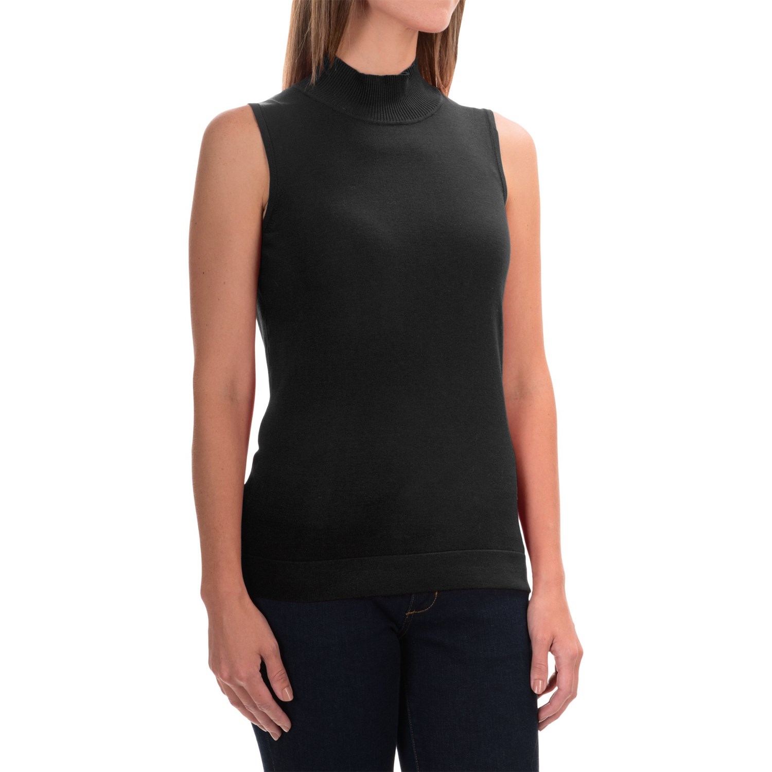 August Silk Standard Turtleneck - Sleeveless (For Women)