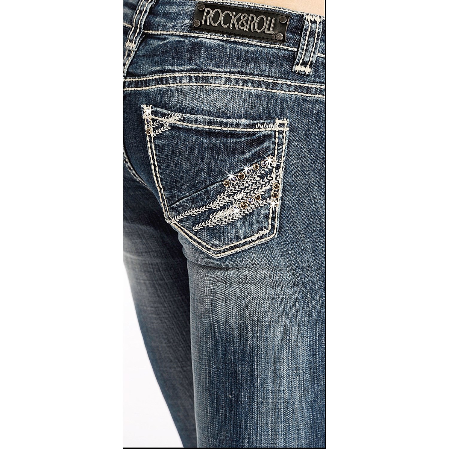 Rock & Roll Cowgirl Feather Stitch Rival Jeans - Low Rise, Bootcut (For Women)