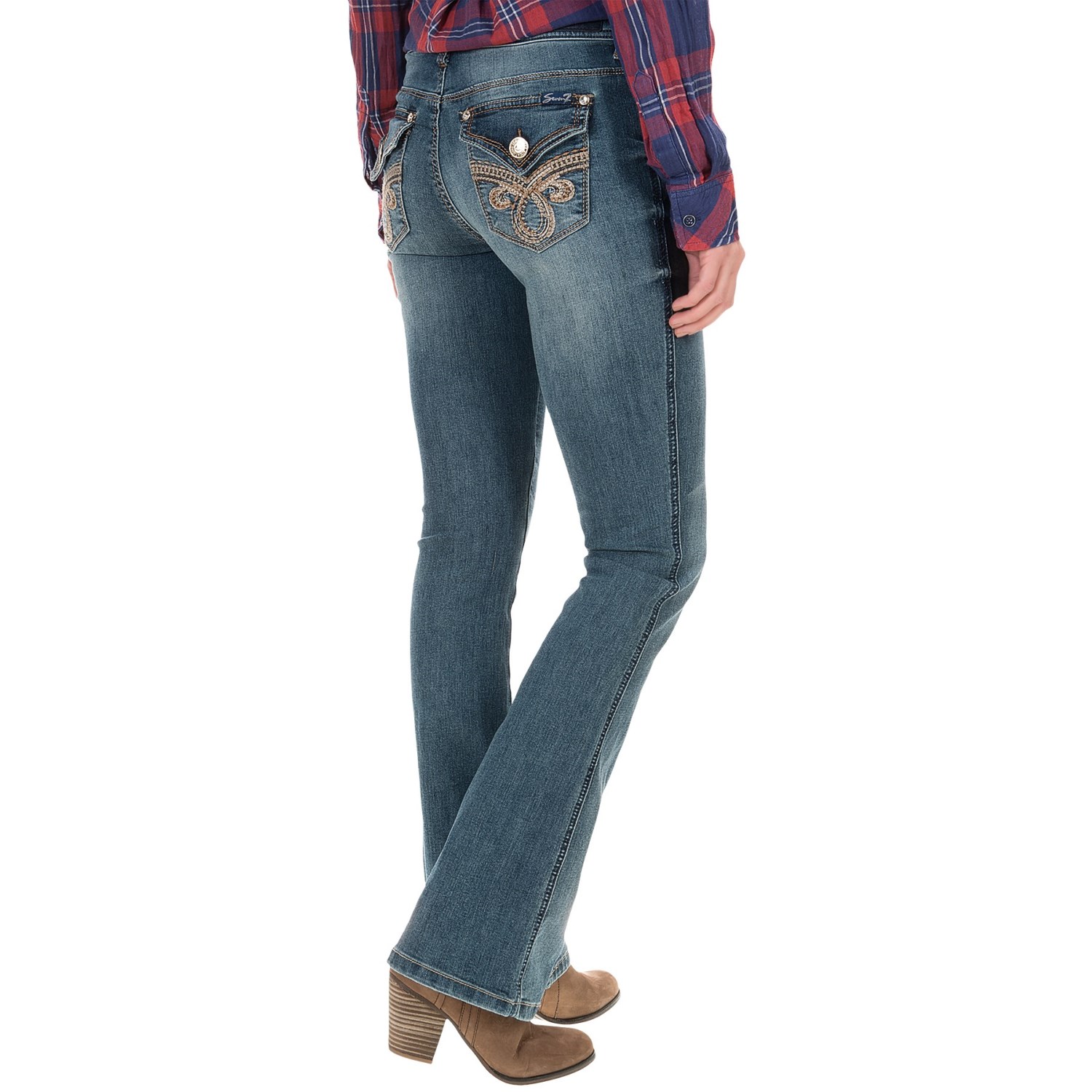 Seven7 Embroidered Fleur Flap Pocket Jeans - Bootcut (For Women)