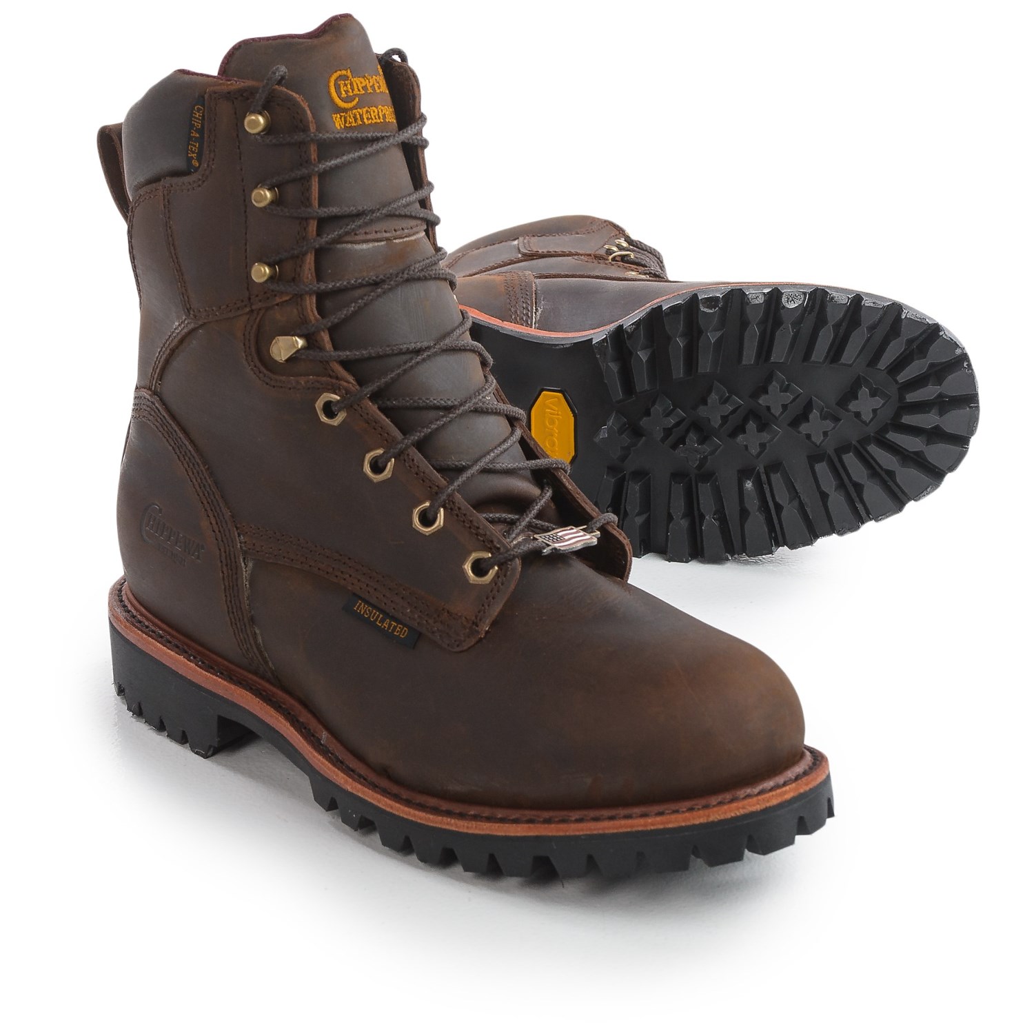 Chippewa Bay Crazy Horse Steel Toe Work Boots - Waterproof, Insulated, 8” (For Men)