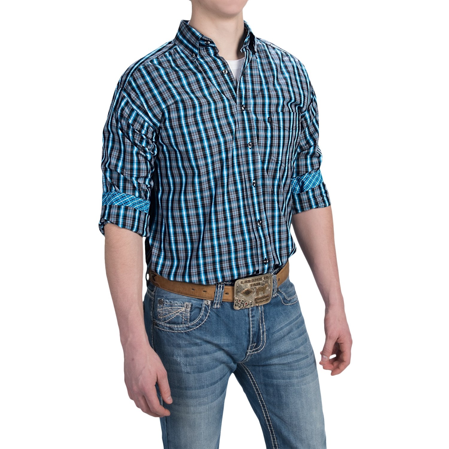 Panhandle Slim Competition Fit Plaid Shirt - Button Front, Long Sleeve (For Men)