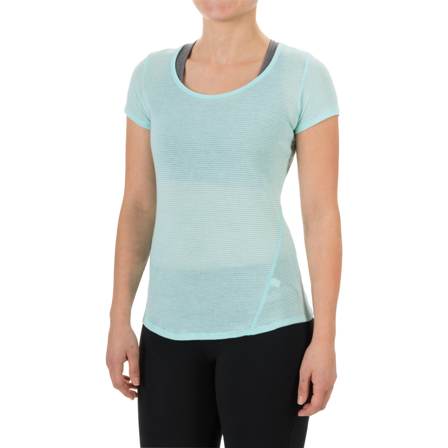 90 Degree by Reflex Cotton Blend Fitted Shirt - Scoop Neck, Short Sleeve (For Women)