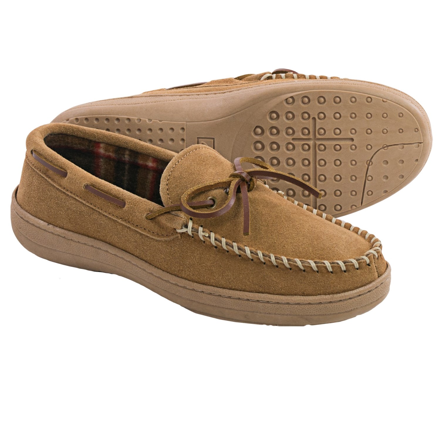 Clarks Plaid Suede Moccasins - Fleece Lined (For Men)