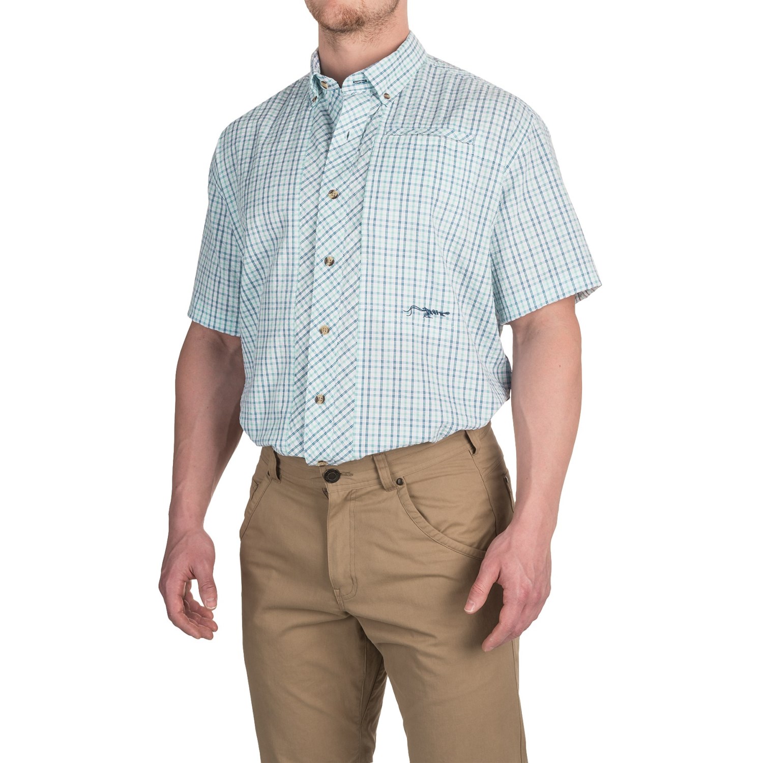 True Flies Bokeelia Check Seersucker Shirt - UPF 25+, Short Sleeve (For Men)