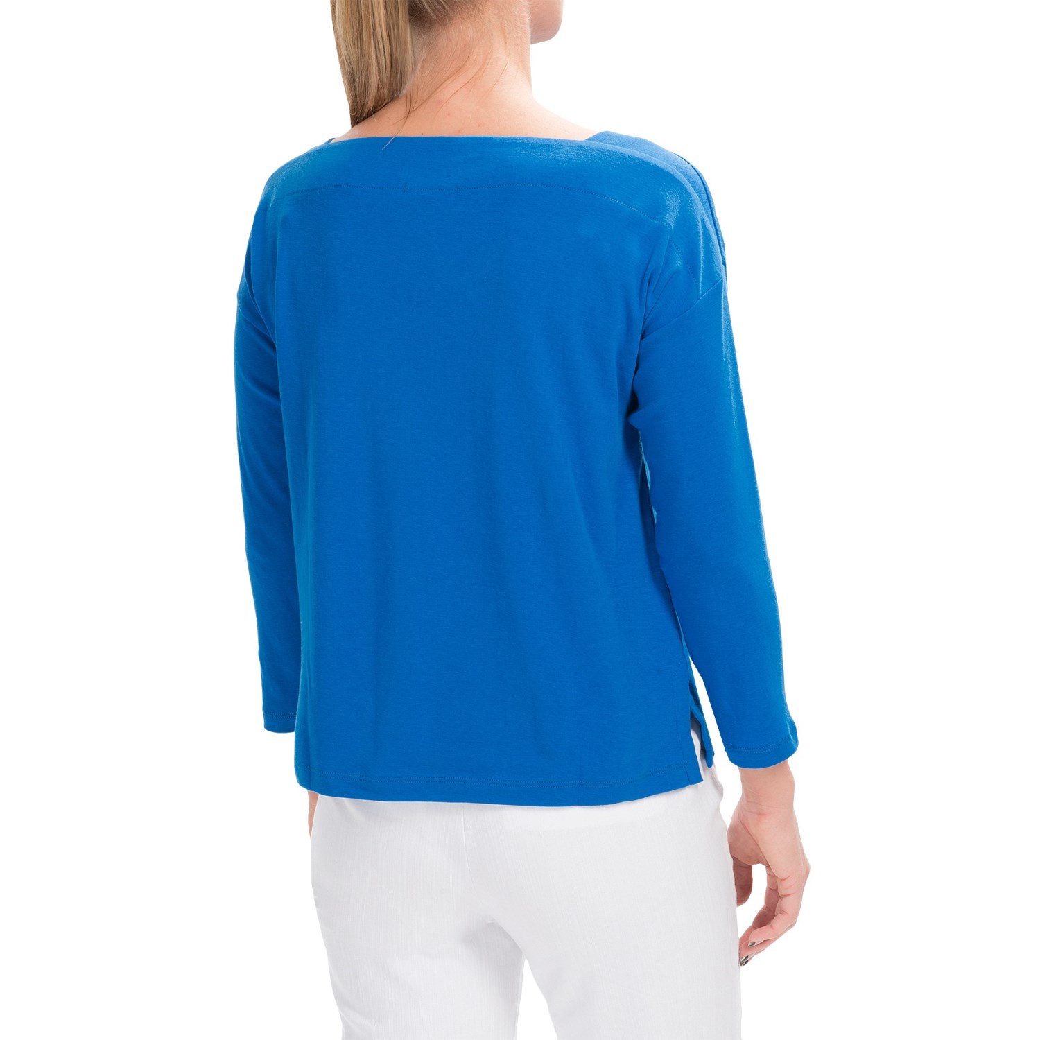 Lilla P Fine Rib Boat Neck Shirt - 3/4 Sleeve (For Women)