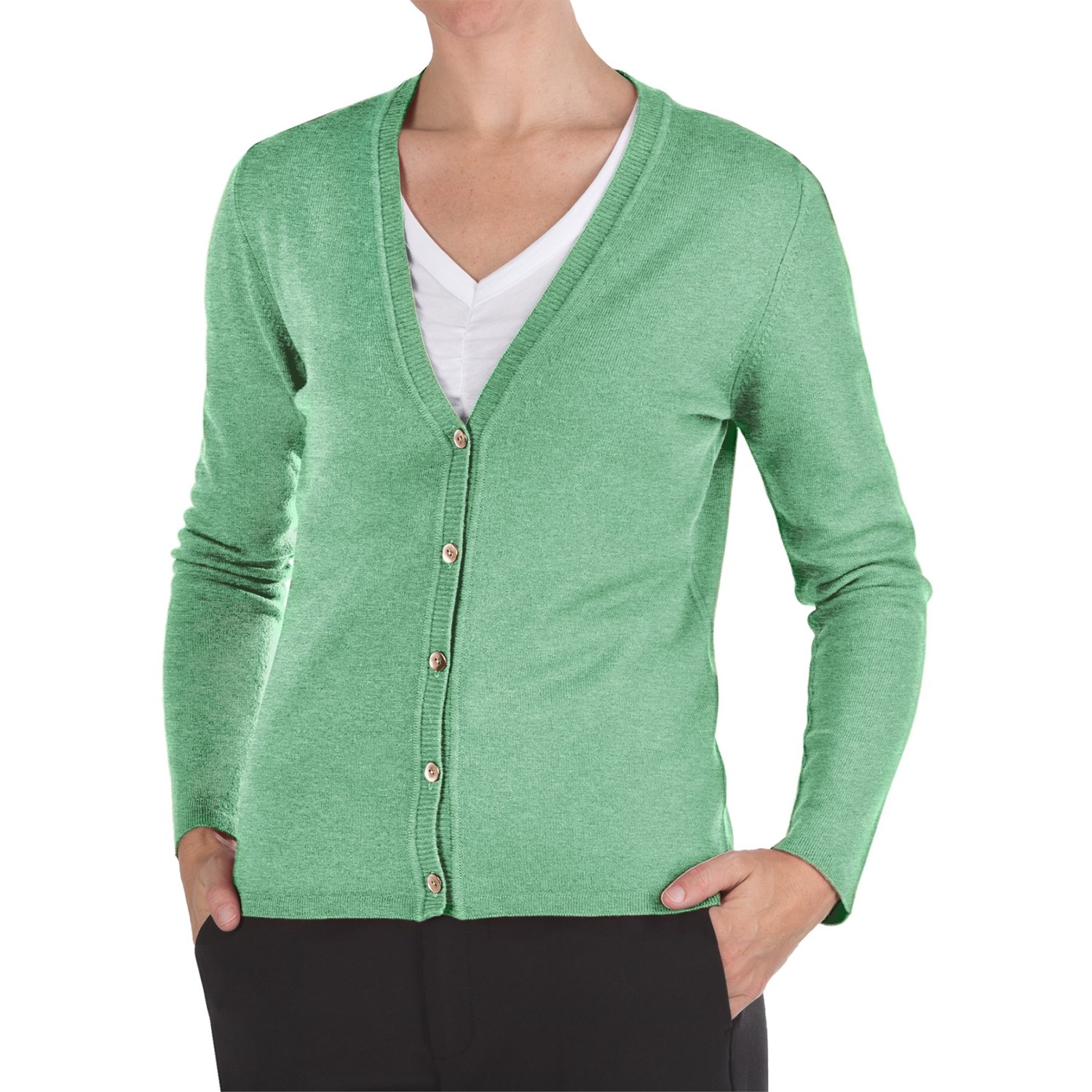 Johnstons of Elgin Cashmere Classic V-Neck Cardigan Sweater - 21-Gauge (For Women)