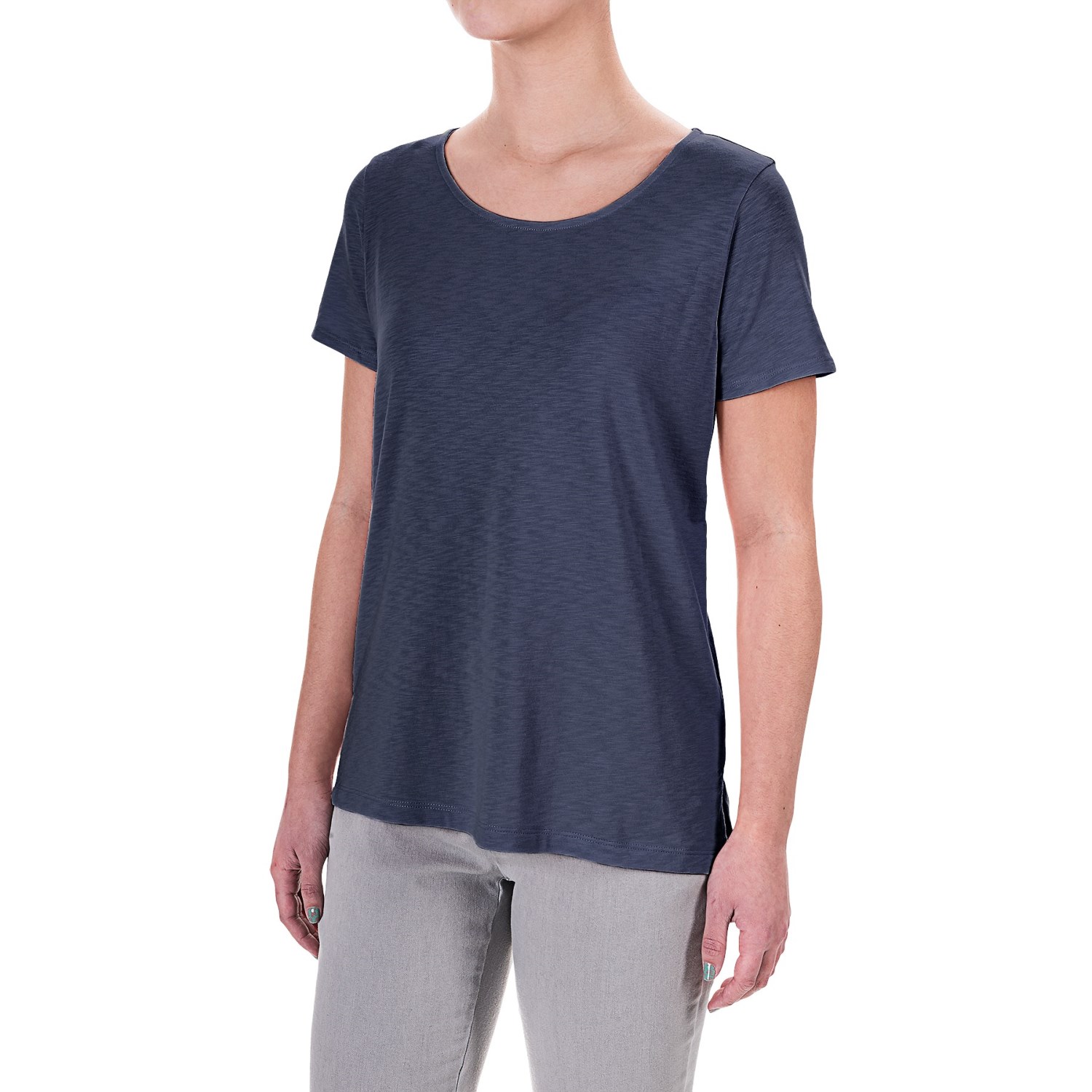 Lucy & Laurel High-Low Slub Jersey T-Shirt - Modal-Cotton, Short Sleeve (For Women)