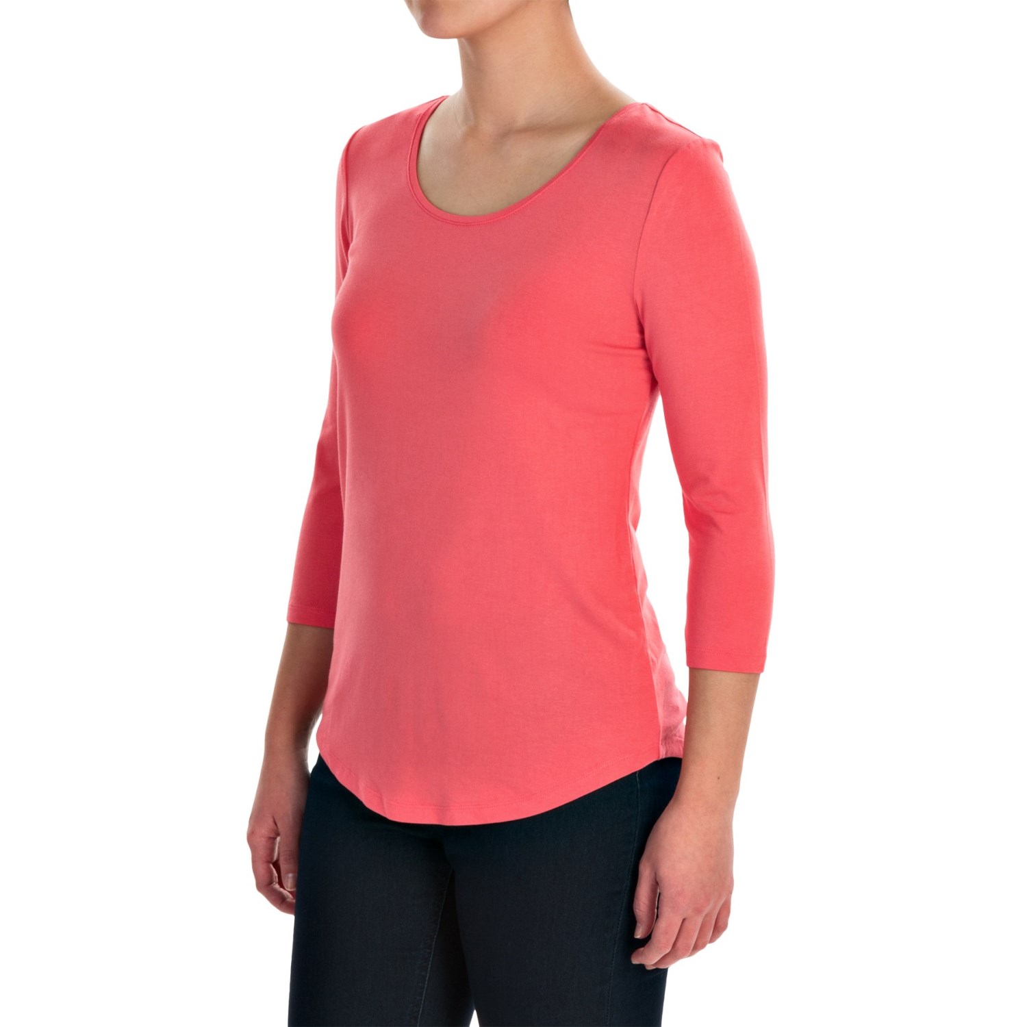 Ballet Neck Knit Shirt - 3/4 Sleeve (For Women)