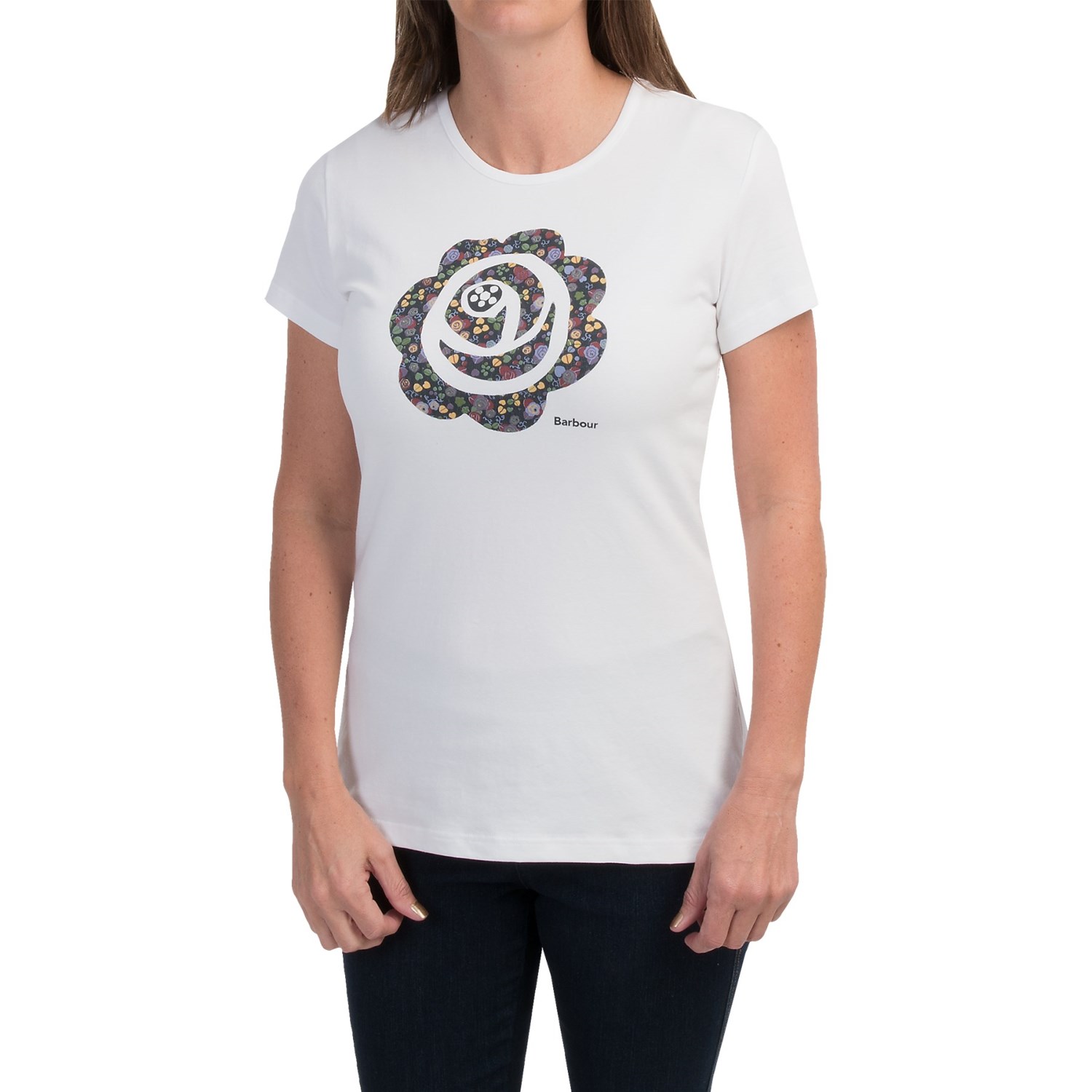 Barbour Printed Cotton Round Neck T-Shirt - Short Sleeve (For Women)