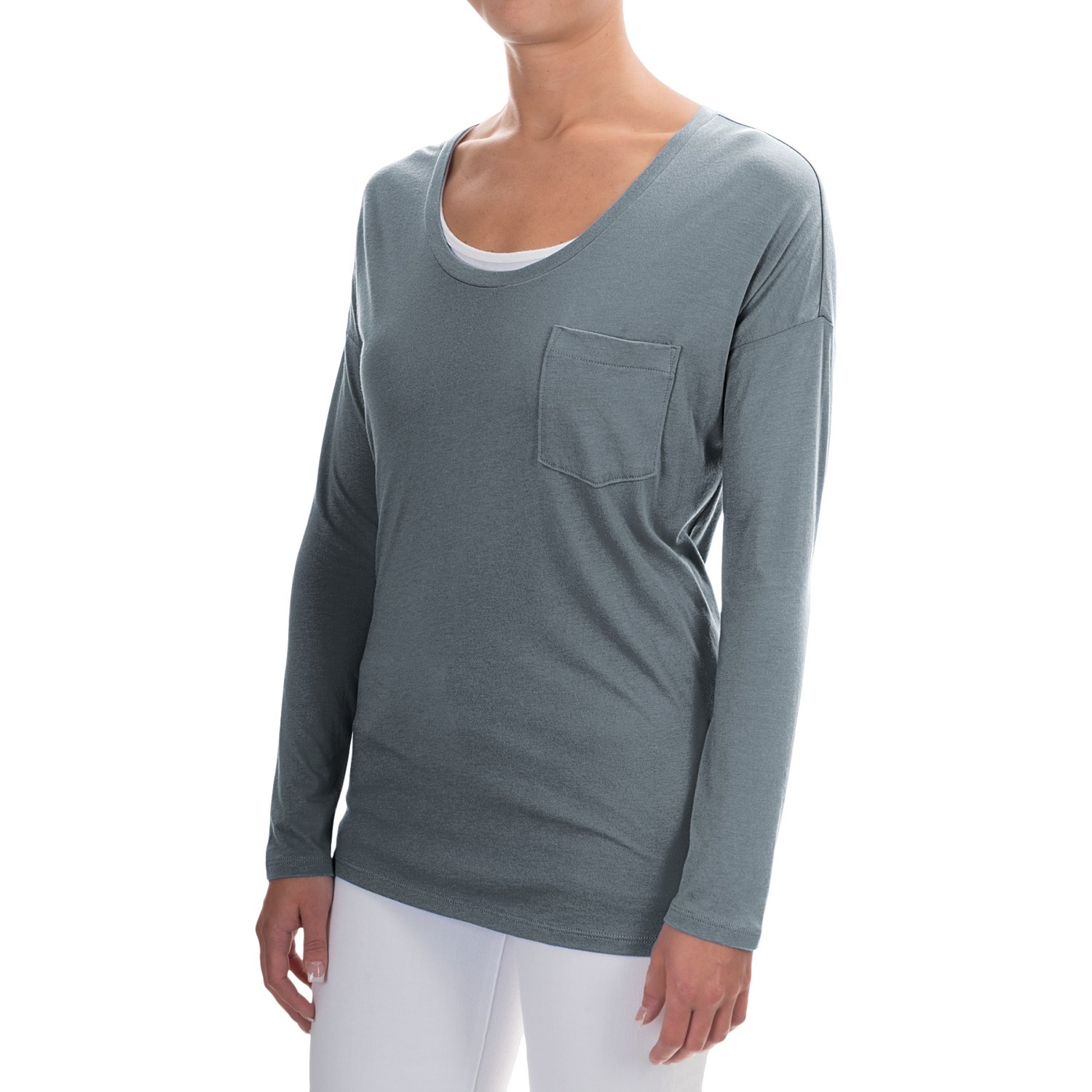 Lilla P Pocket Front T-Shirt - Pima Cotton-Modal, Long Sleeve (For Women)