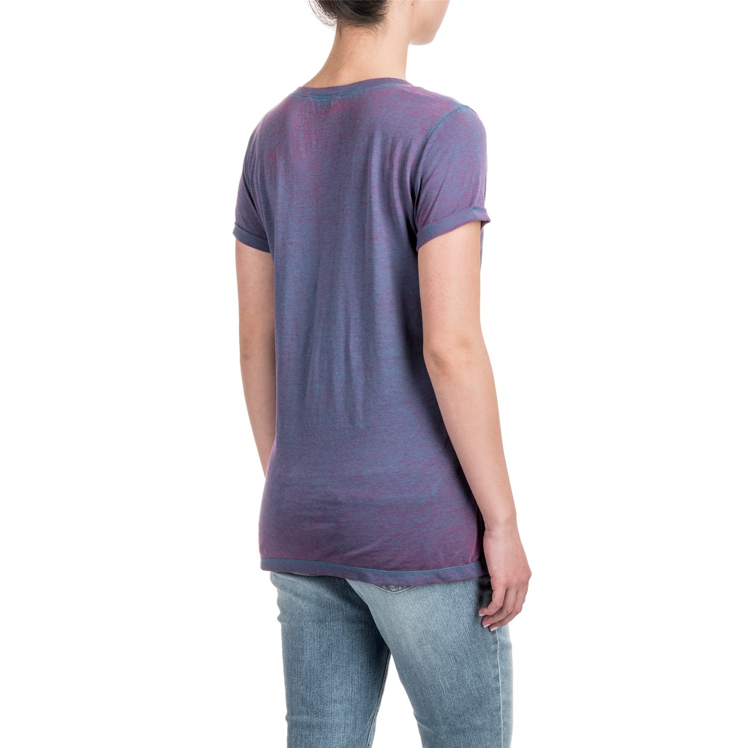 Heathered High-Low Knit Shirt - V-Neck, Short Sleeve (For Women)