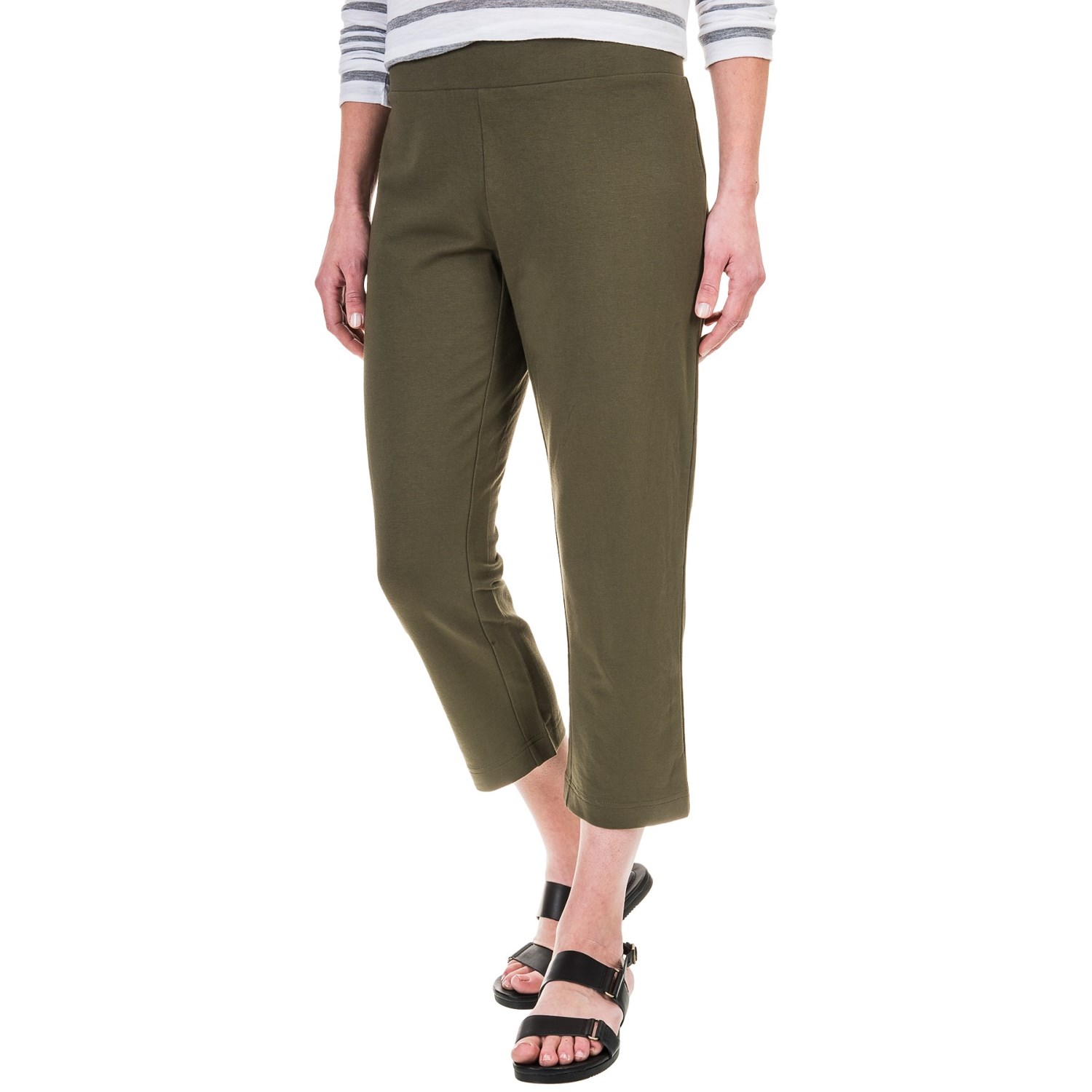 Solid Cotton-Blend Crop Pants (For Women)