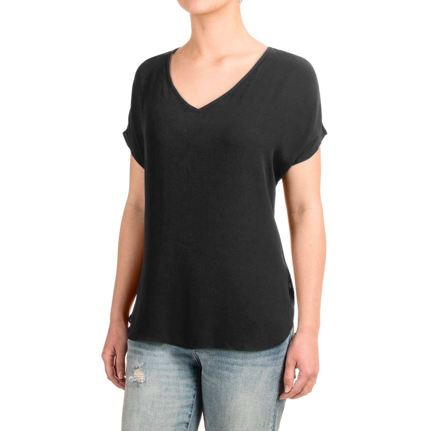 Fluttery V-Neck Shirt - Short Sleeve (For Women)