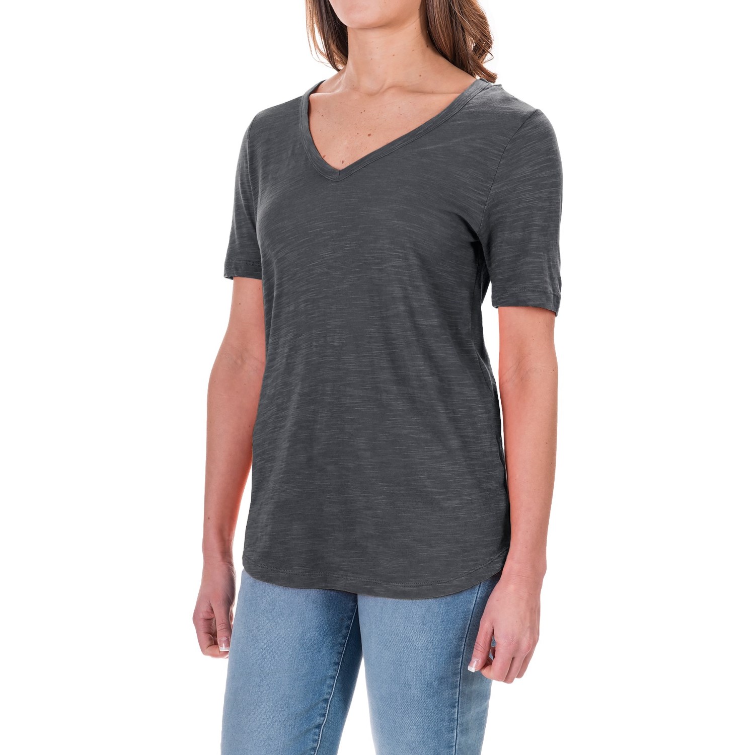 Slub Knit T-Shirt - Short Sleeve (For Women)