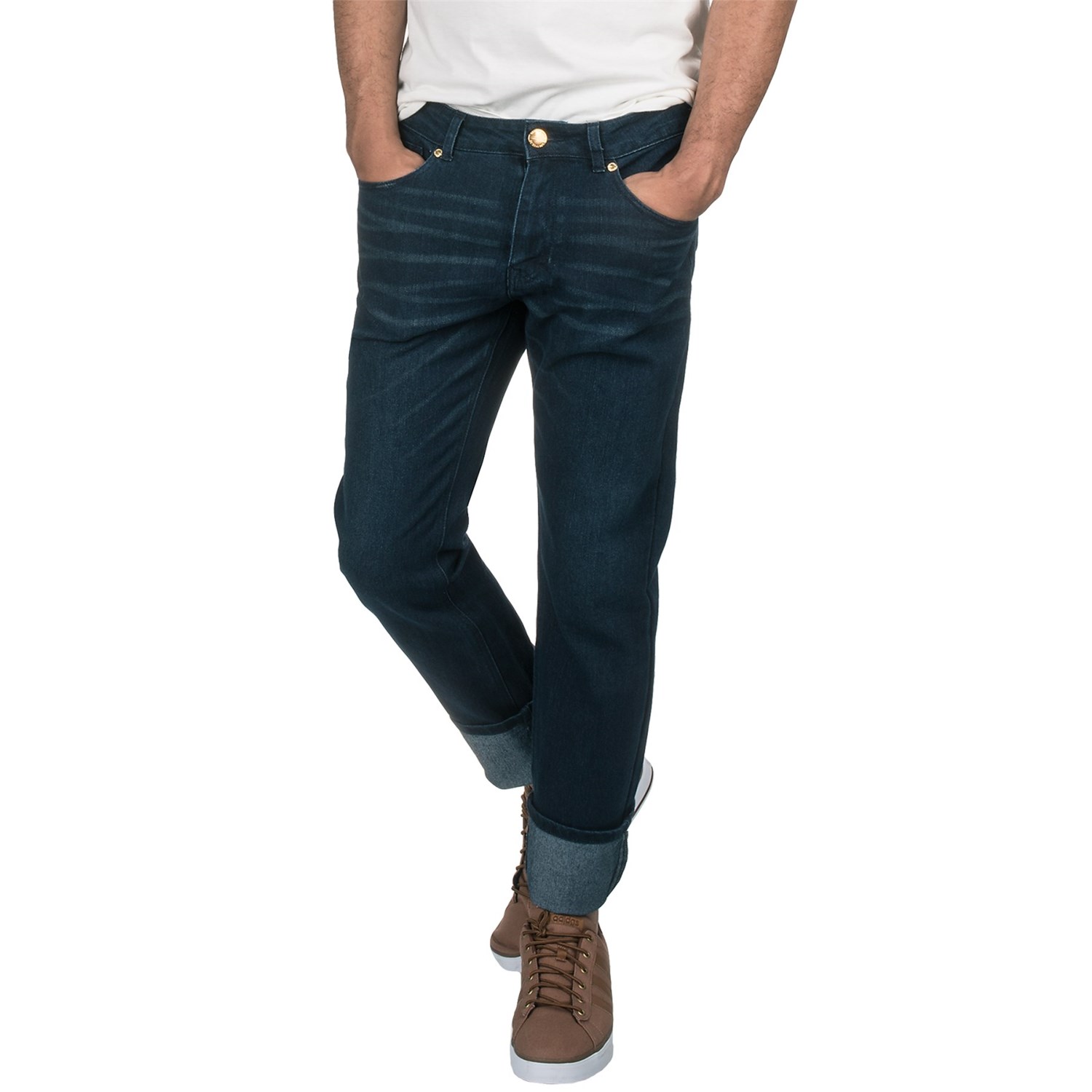 Washed Stretch Denim Jeans - Straight Leg (For Men)