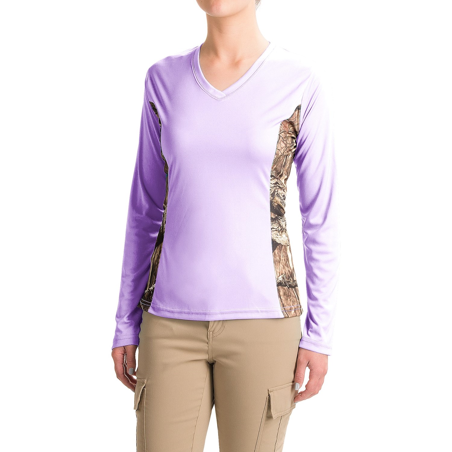 Bimini Bay Camo T-Shirt - UPF 30, V-Neck, Long Sleeve (For Women)