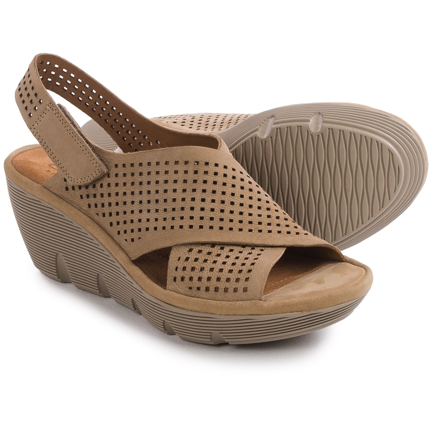 Clarks Clarene Award Wedge Sandals - Nubuck (For Women)